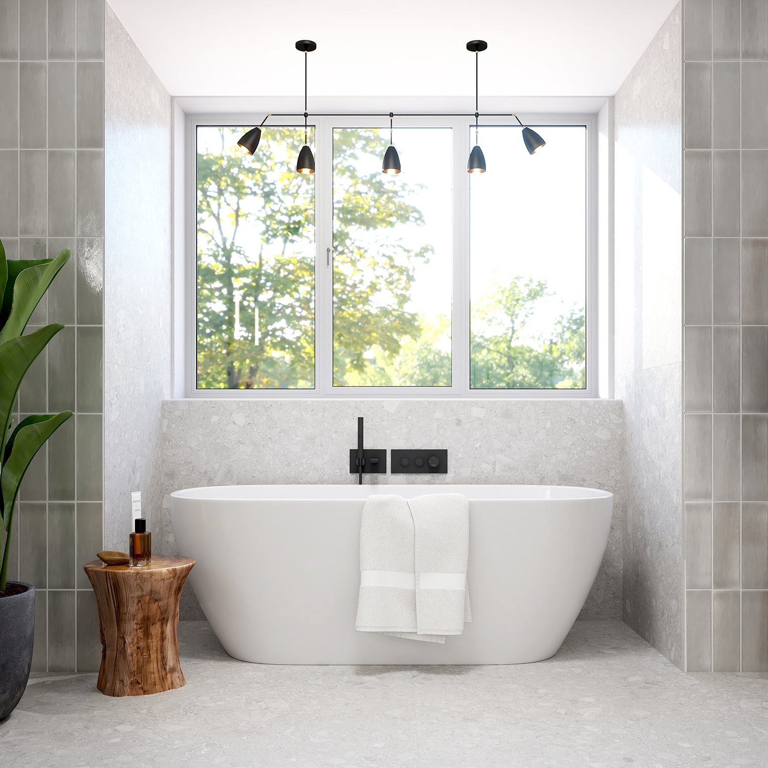 MOROKA™ Robinet Mural pour Baignoire avec Valve Thermostatique 1/2''de Type T/P AQUATONIK™ à Boutons-Poussoirs 2 Voies Noir Mat