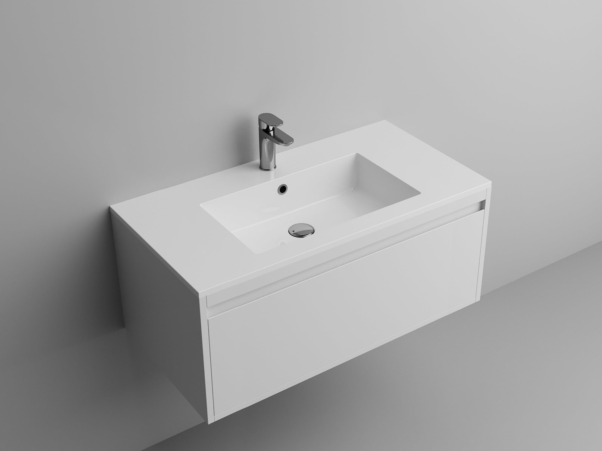 Plan de toilette carré de 36 po - Blanc brillant