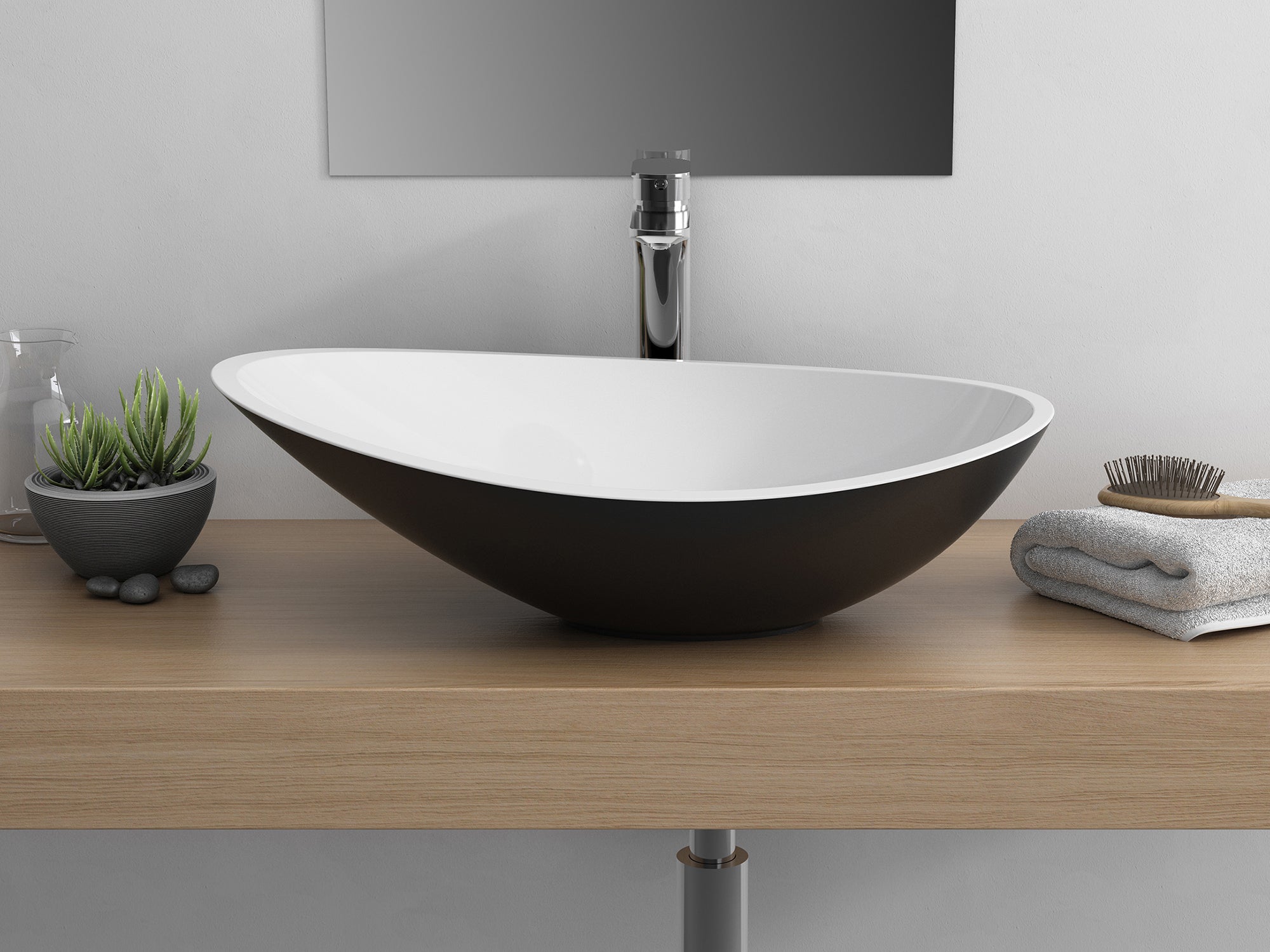Cavalli pedestal washbasin - Matte white/Matte black