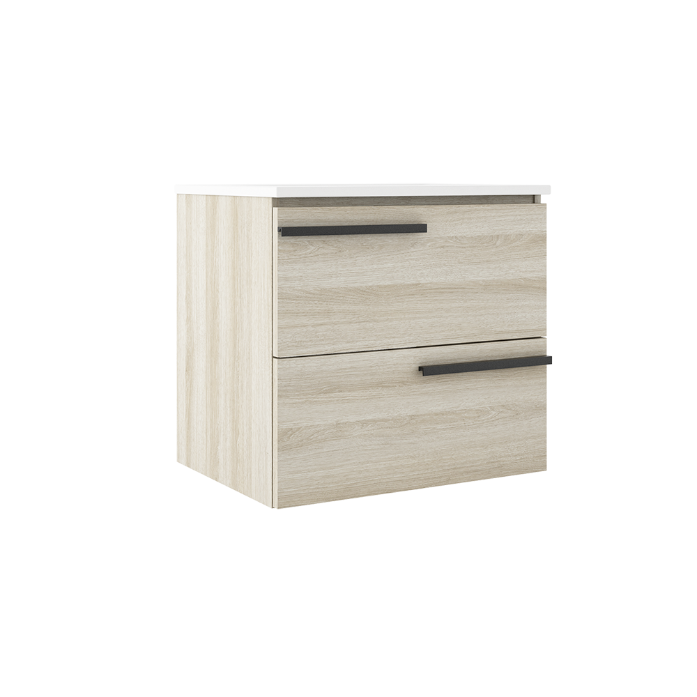 Meuble-lavabo mural Accent 24 po à deux tiroirs - Chêne blanc