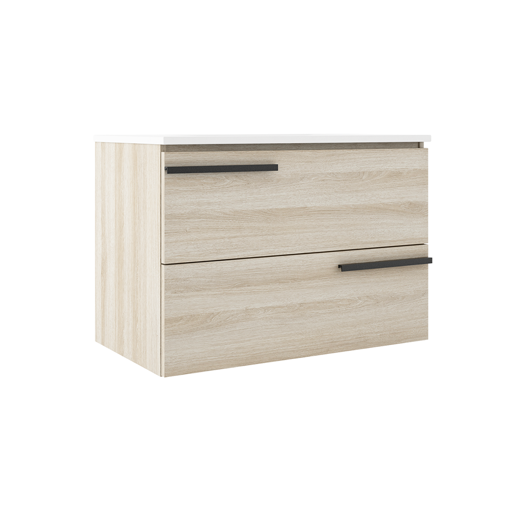 Meuble-lavabo mural Accent 31 po à deux tiroirs - Chêne blanc