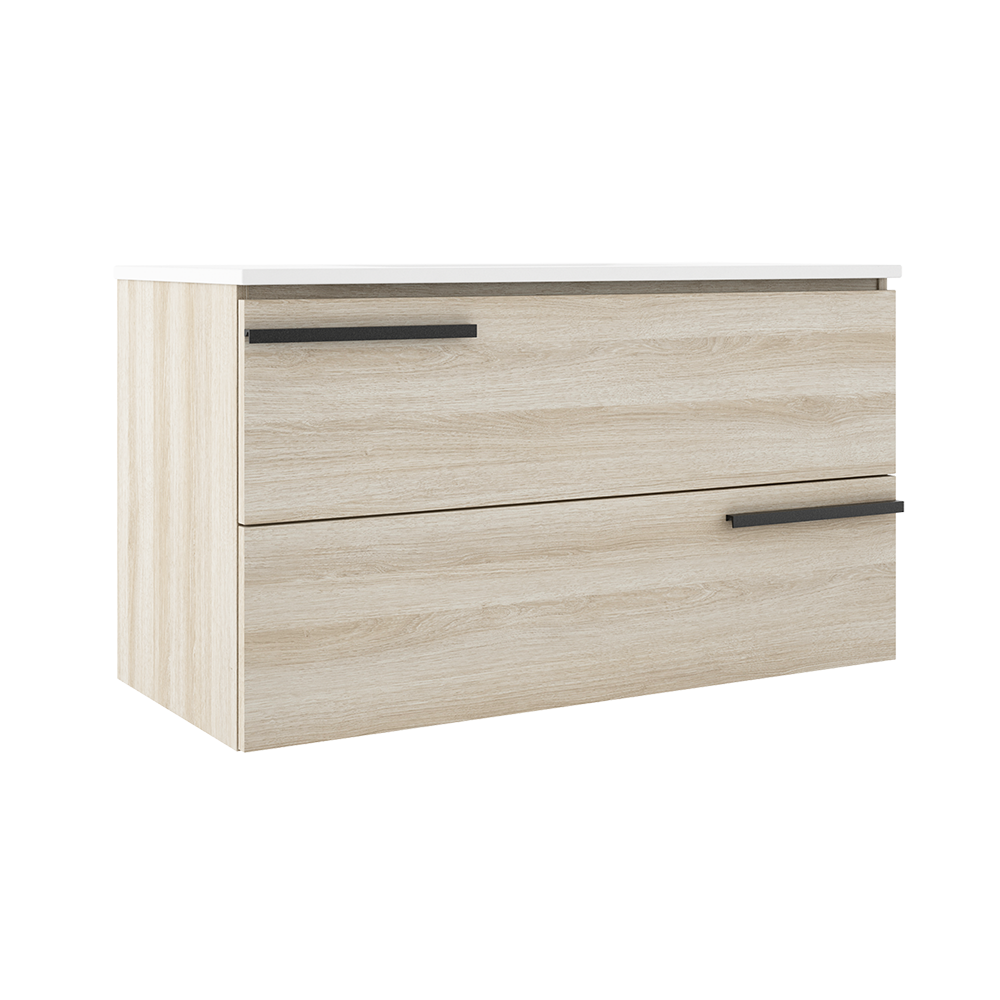 Meuble-lavabo mural Accent 36 po à deux tiroirs - Chêne blanc