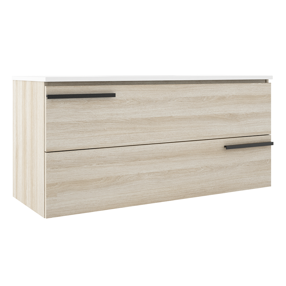 Meuble-lavabo mural Accent 48 po à deux tiroirs - Chêne blanc