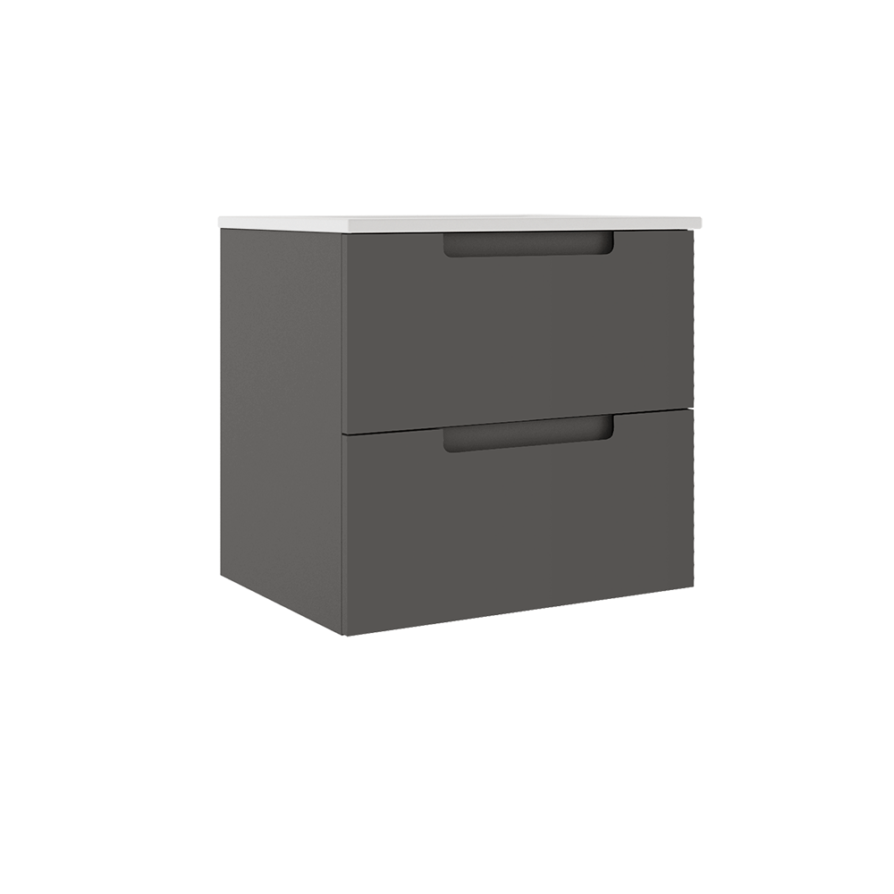 Coda 24-inch wall-mounted vanity with two drawers - Ash Grey