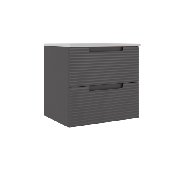Coda 24-inch Two-Drawer Wall-Mounted Vanity - Wavy Ash Gray