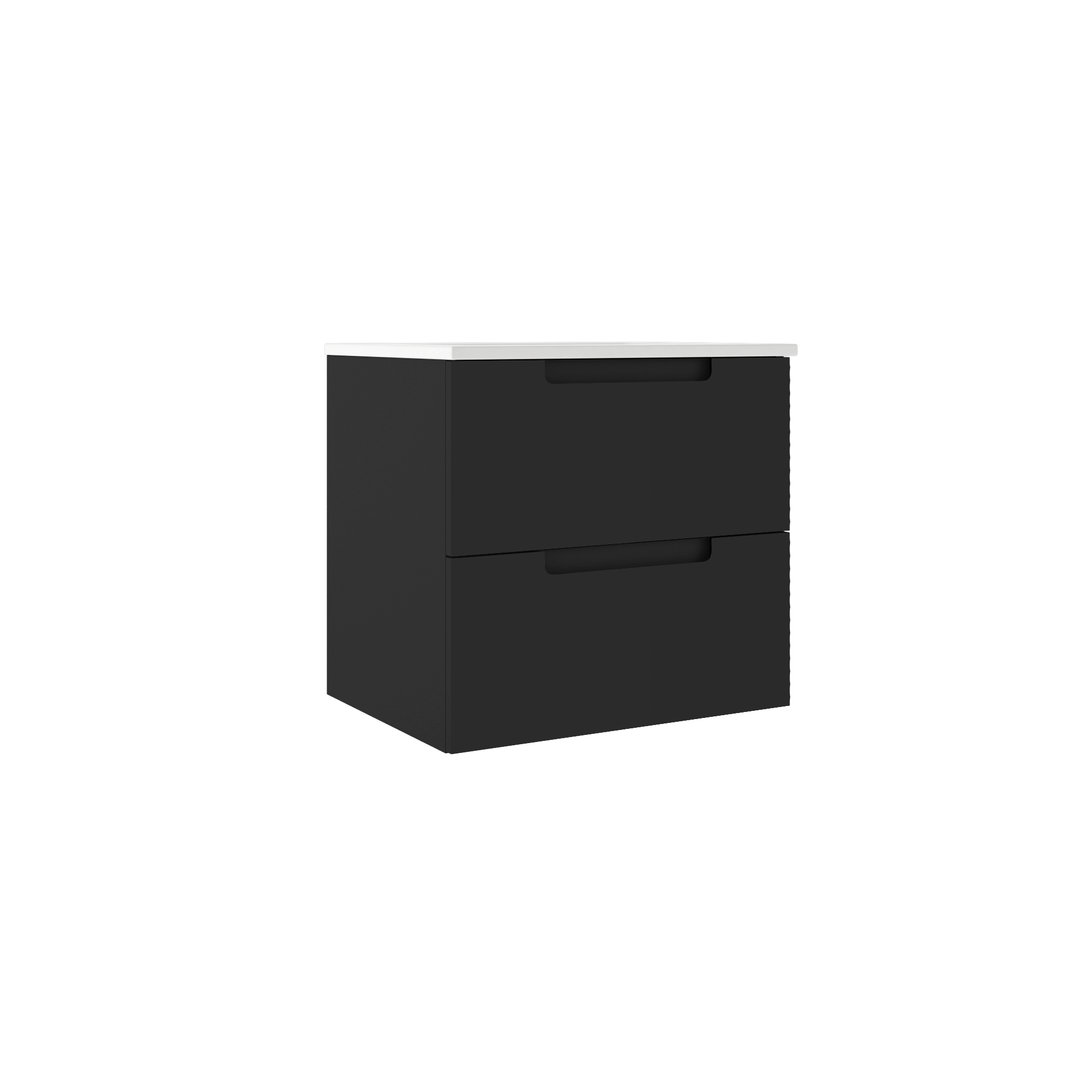 Coda 24-inch wall-mounted vanity with two drawers - Matte Black