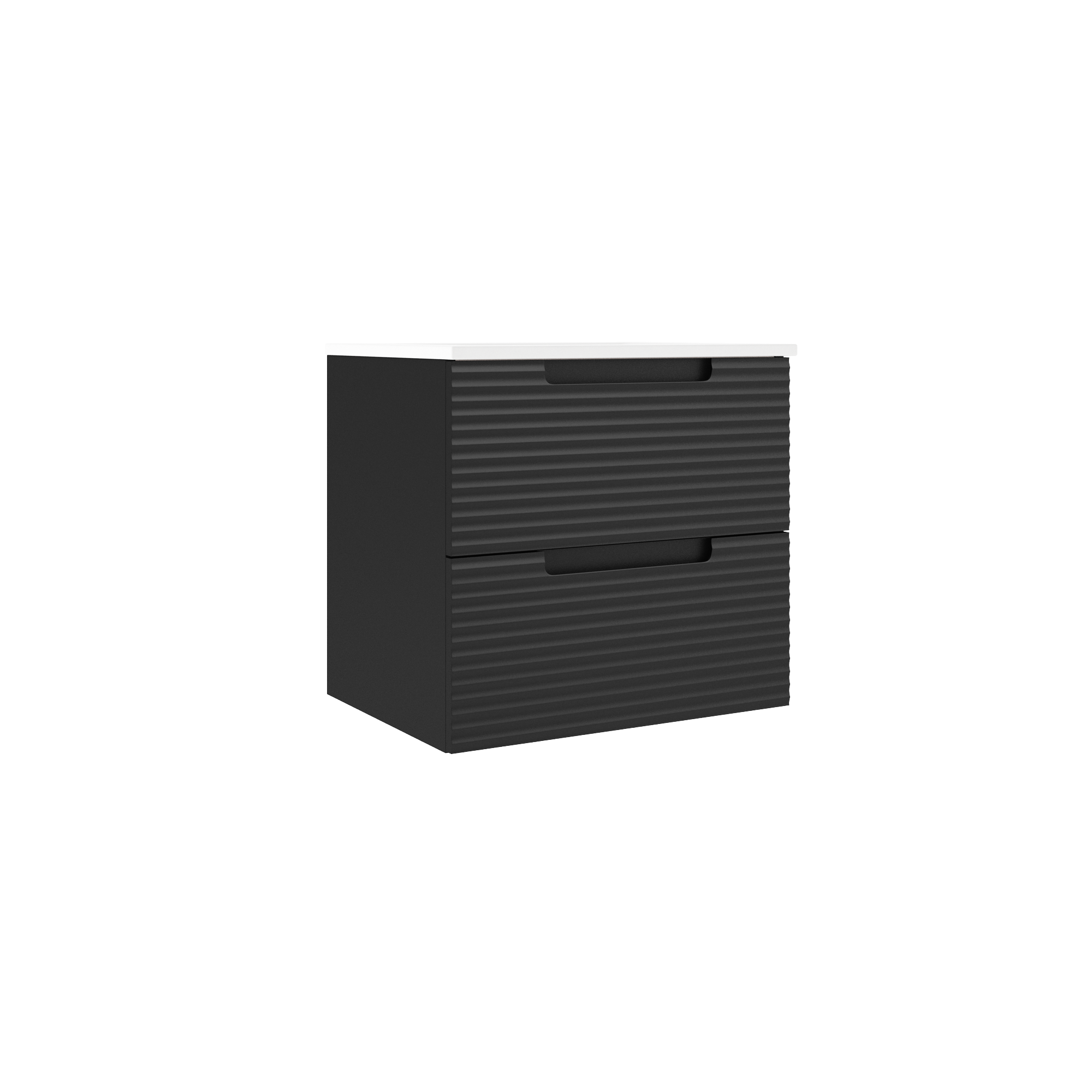 Coda 24-inch Two-Drawer Wall-Mounted Vanity Unit – Wavy Matte Black