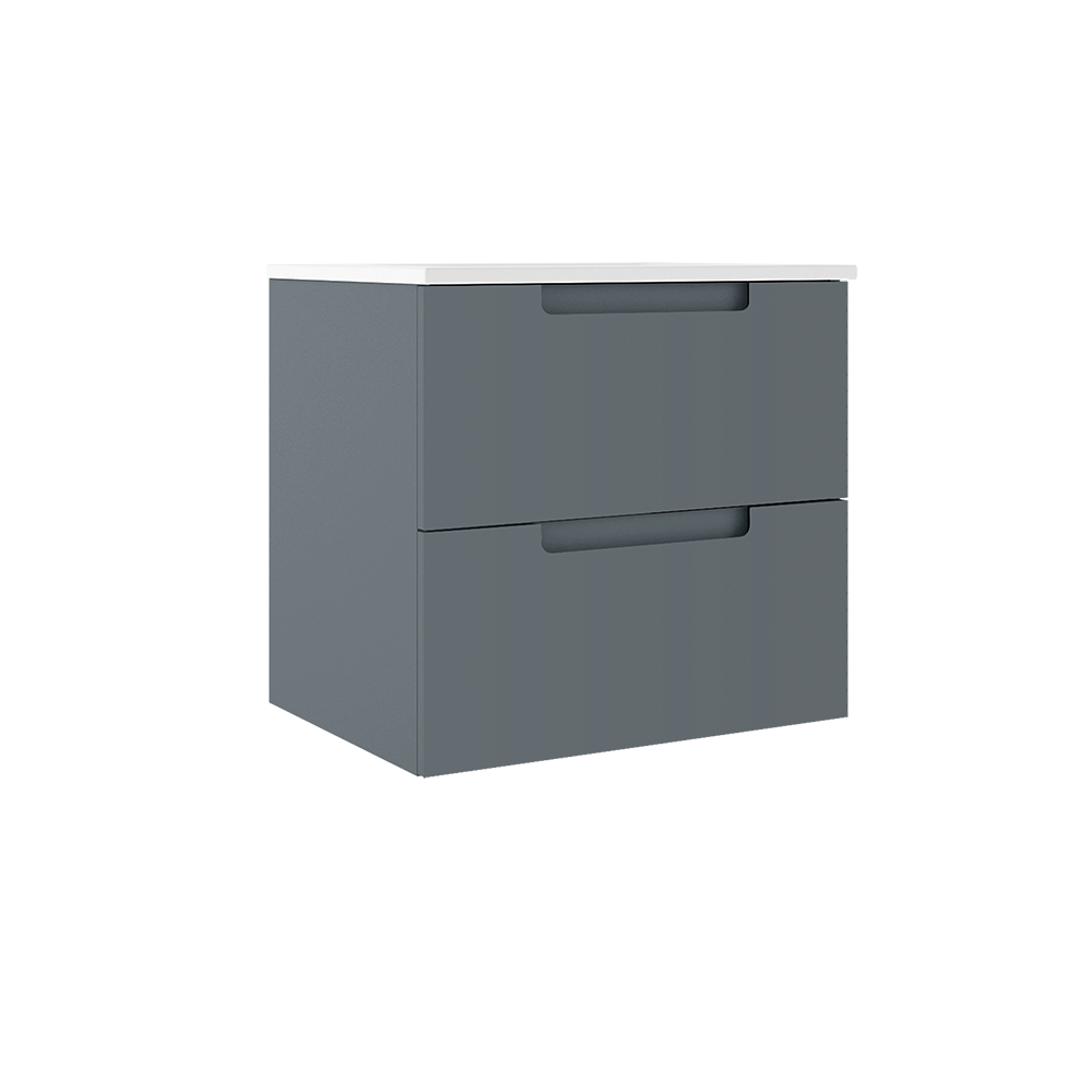 Coda 24-inch Two-Drawer Wall-Mounted Vanity - Steel Blue