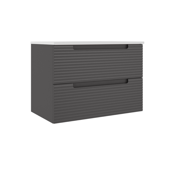 Coda 31-inch Two-Drawer Wall-Mounted Vanity - Wavy Ash Gray