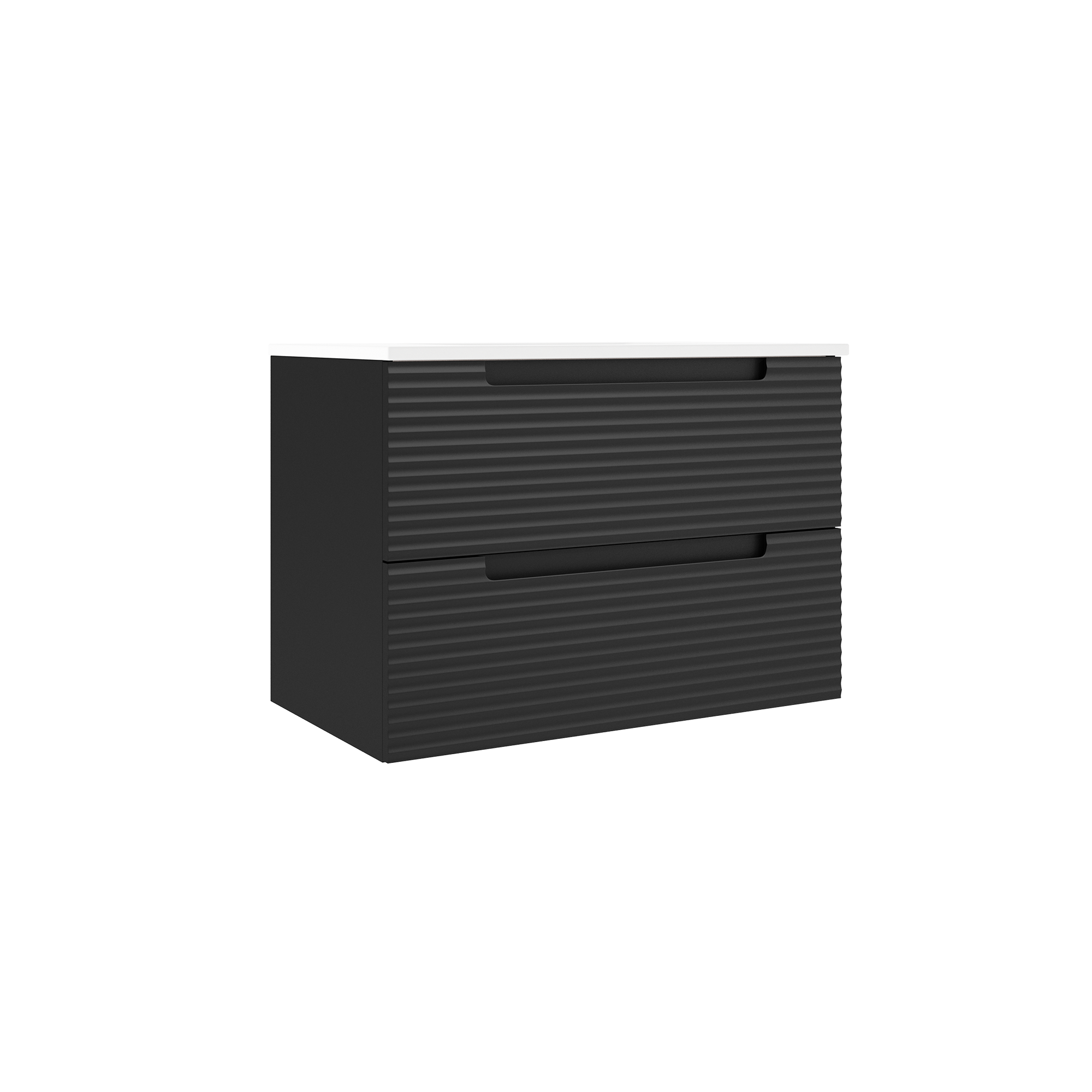 Coda 31-inch Two-Drawer Wall-Mounted Vanity Unit – Wavy Matte Black
