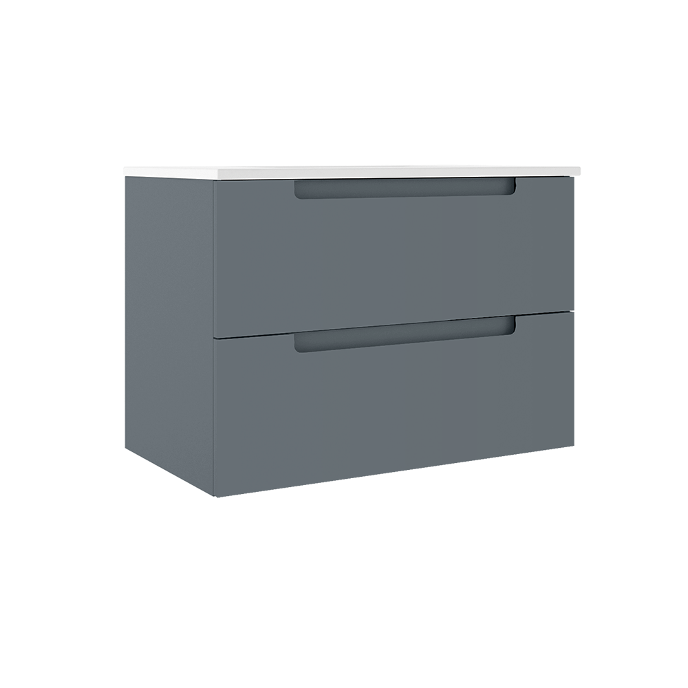 Coda 31-inch Two-Drawer Wall-Mounted Vanity - Steel Blue
