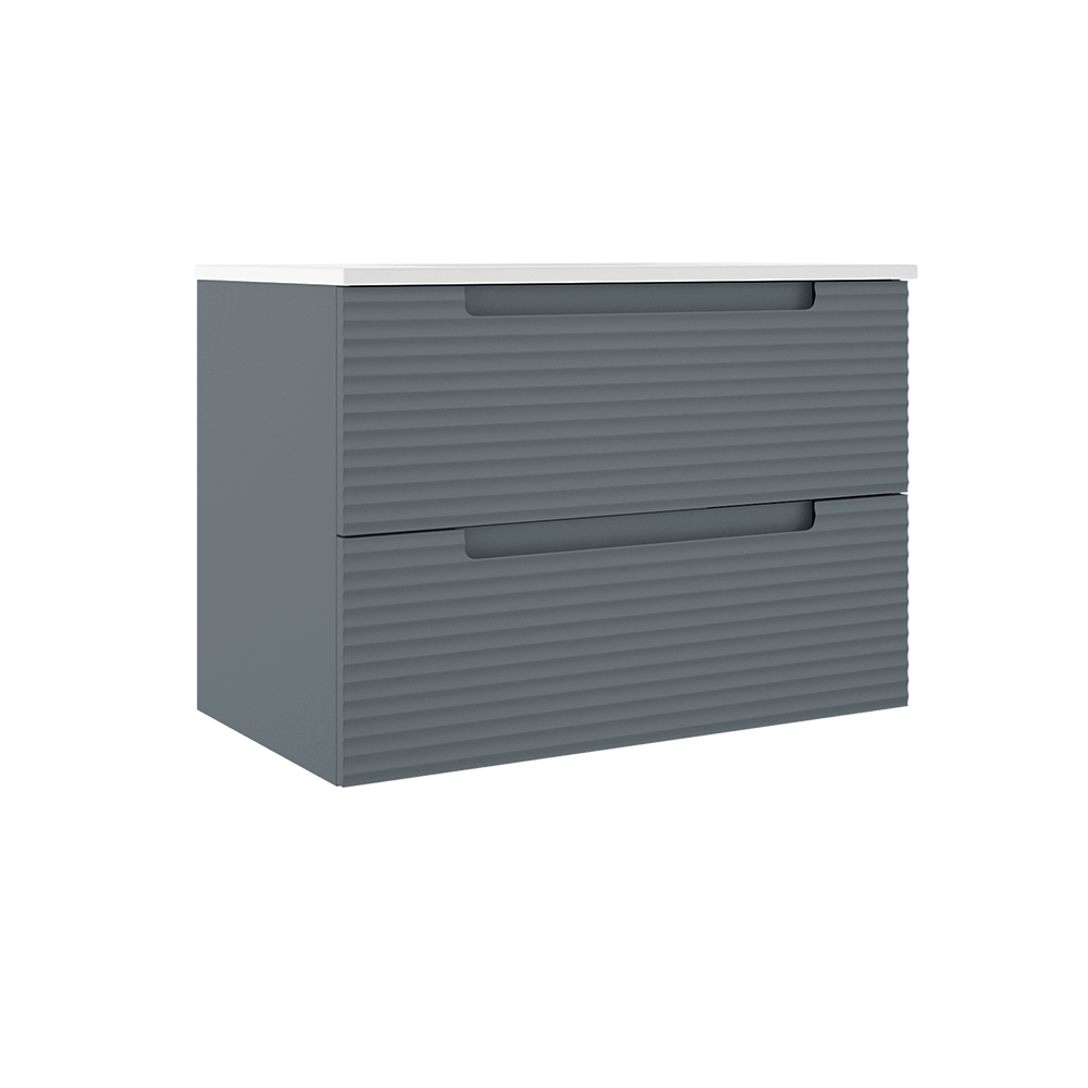 Coda 31-inch Wall-Mounted Vanity with Two Drawers - Corrugated Steel Blue