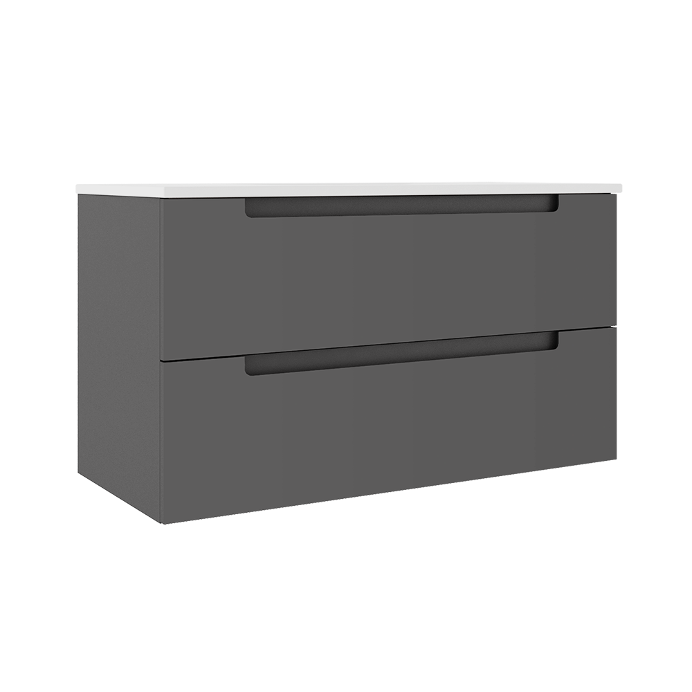 Coda 36-inch wall-mounted vanity with two drawers - Ash Grey
