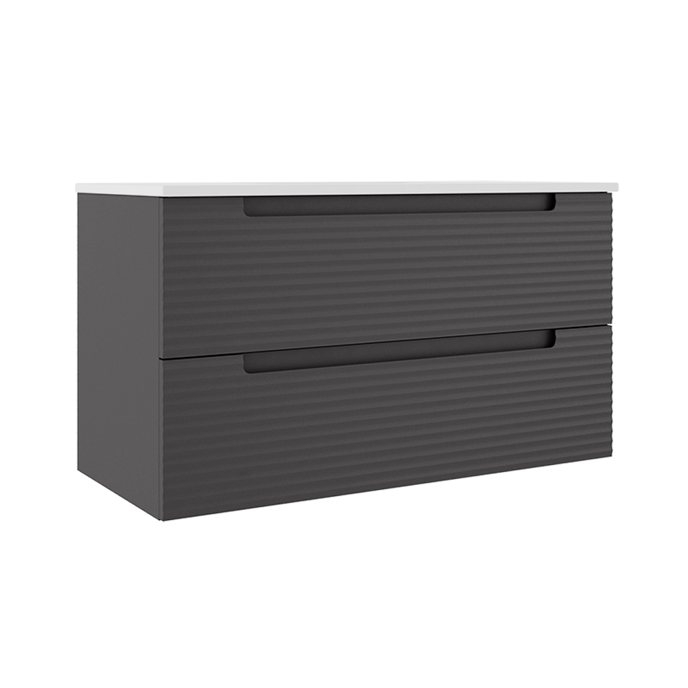 Coda 36-inch Two-Drawer Wall-Mounted Vanity - Wavy Ash Gray