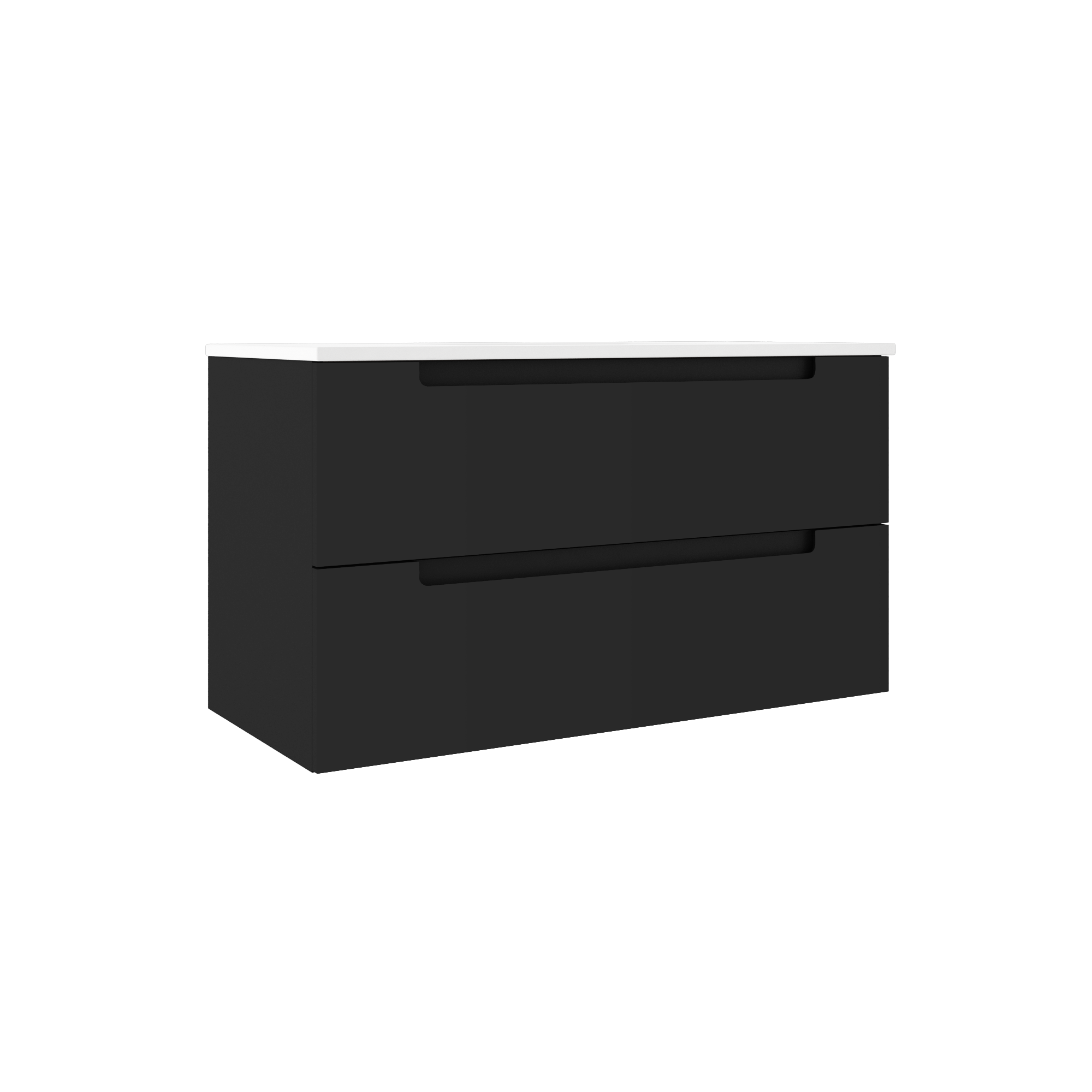 Coda 36-inch Two-Drawer Wall-Mounted Vanity - Matte Black