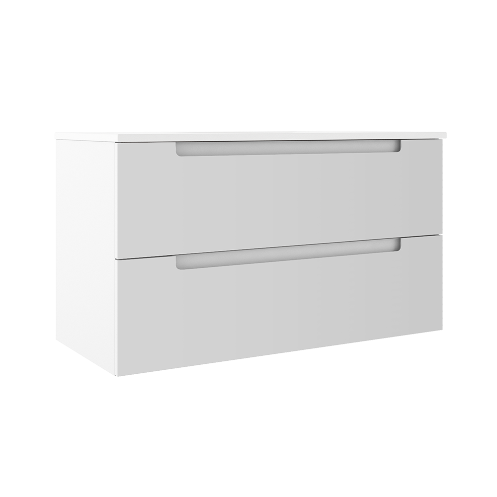 Coda 36-inch wall-mounted vanity with two drawers - Matte white