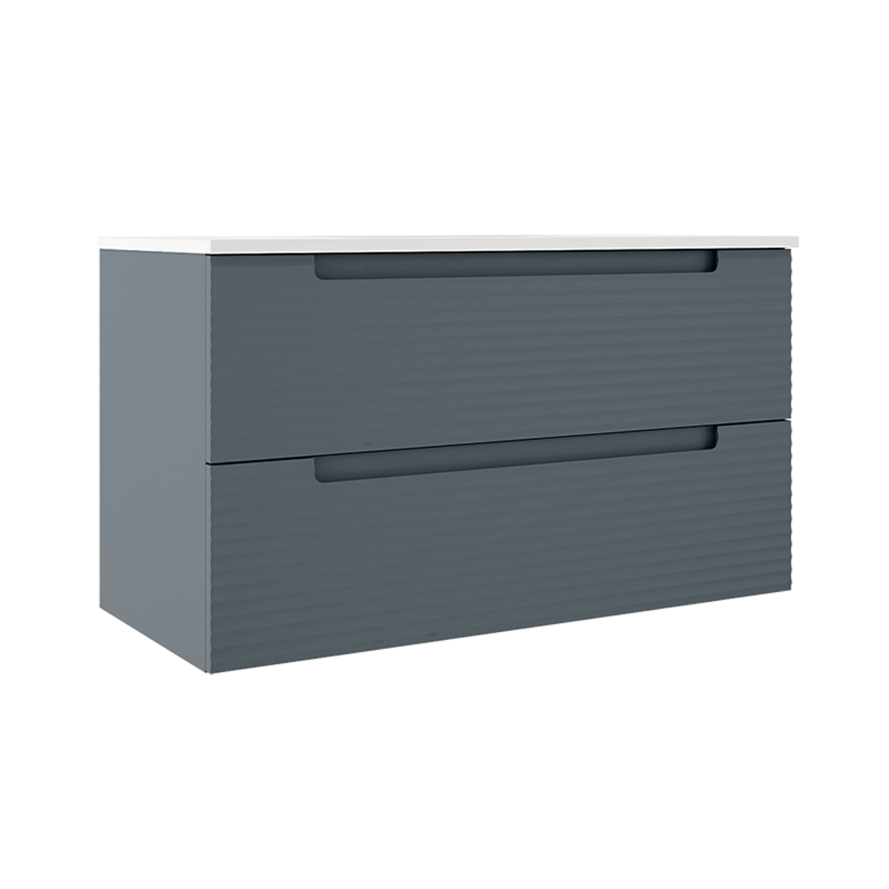 Coda 36-inch Two-Drawer Wall-Mounted Vanity - Corrugated Steel Blue