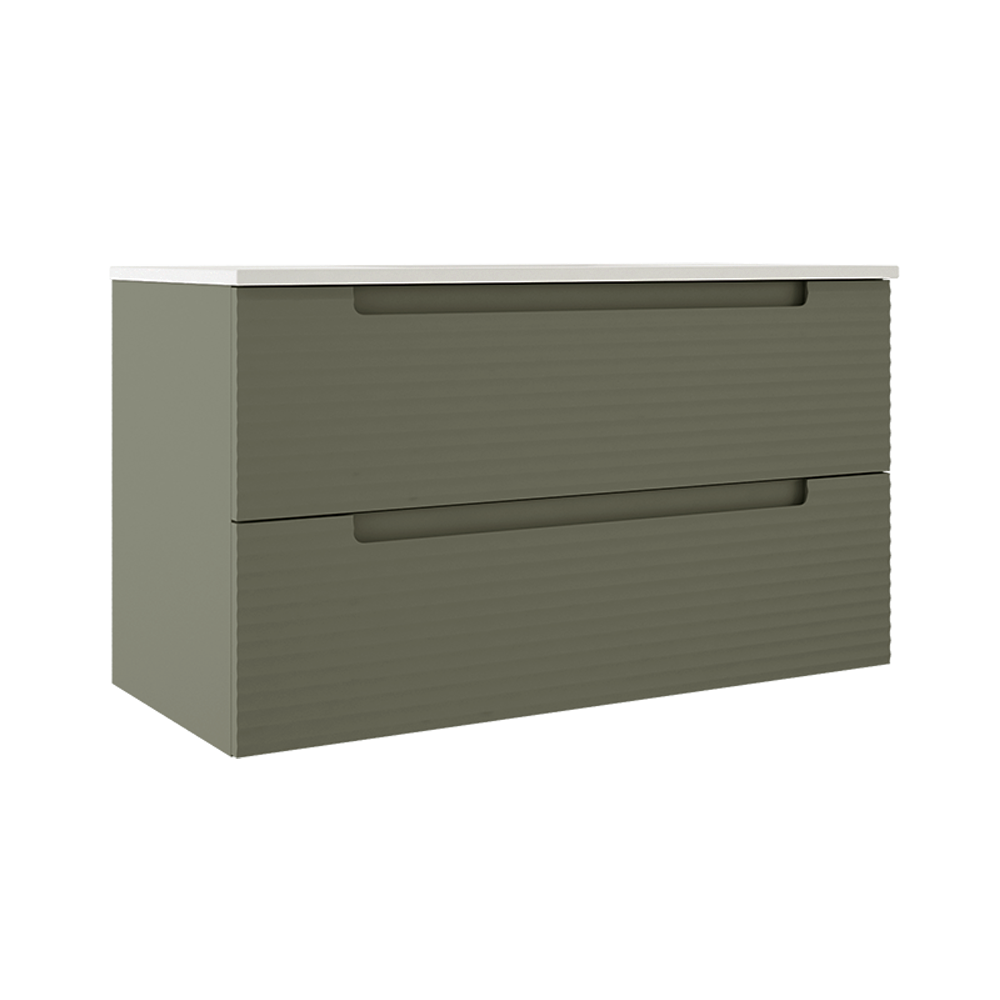 Coda 36-inch Two-Drawer Wall-Mounted Vanity – Ripple Sage Green