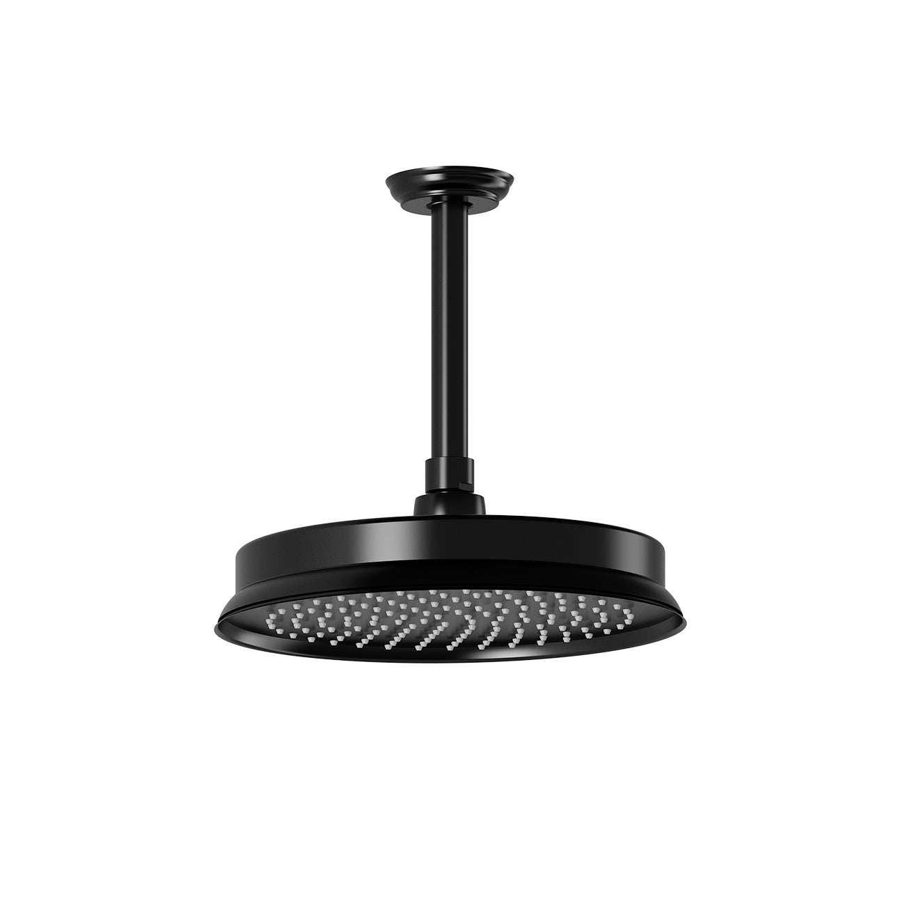 RUSTIK™ 229mm (9") Rain Head with 153mm (6") Vertical Ceiling Arm, Black