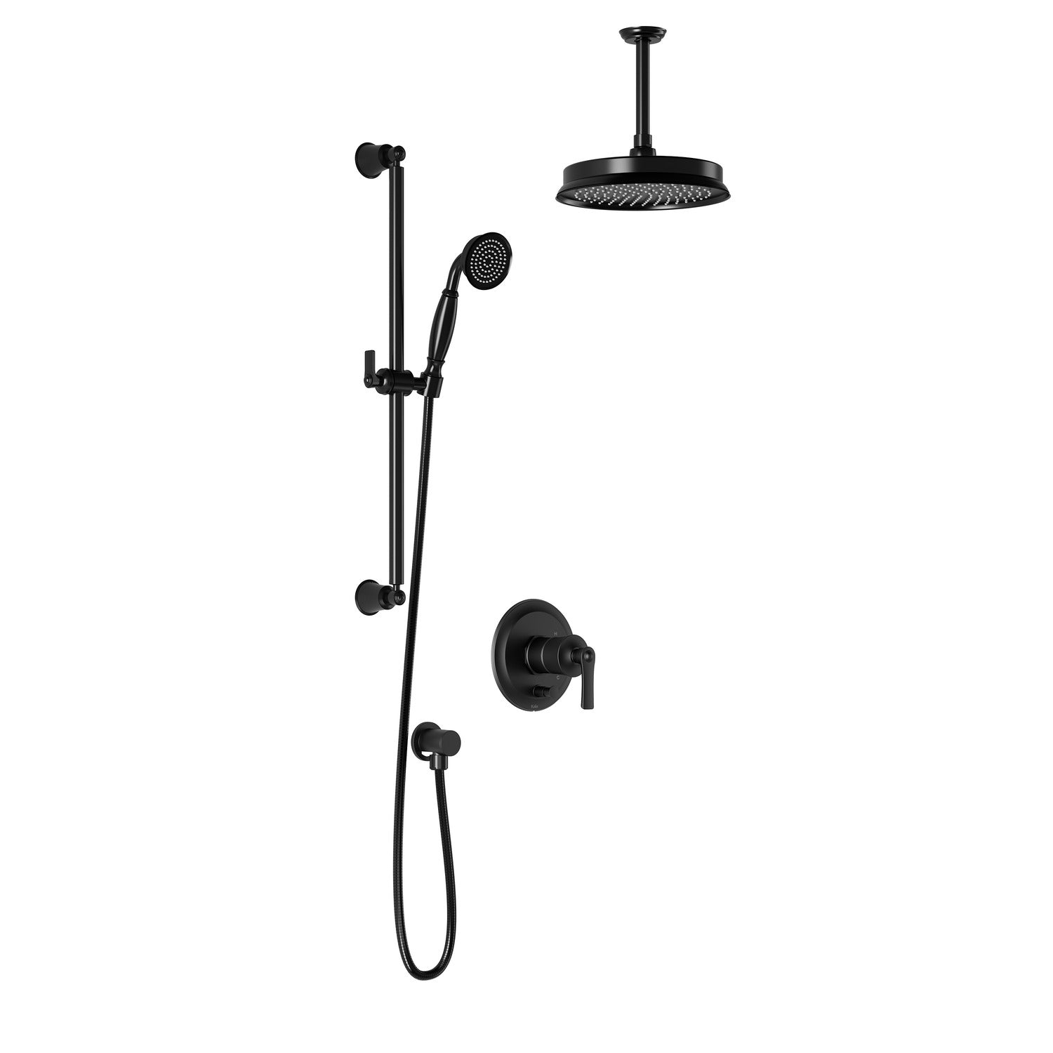 RUSTIK™ PB4: Pressure Balanced Shower System with Vertical Arm, Black