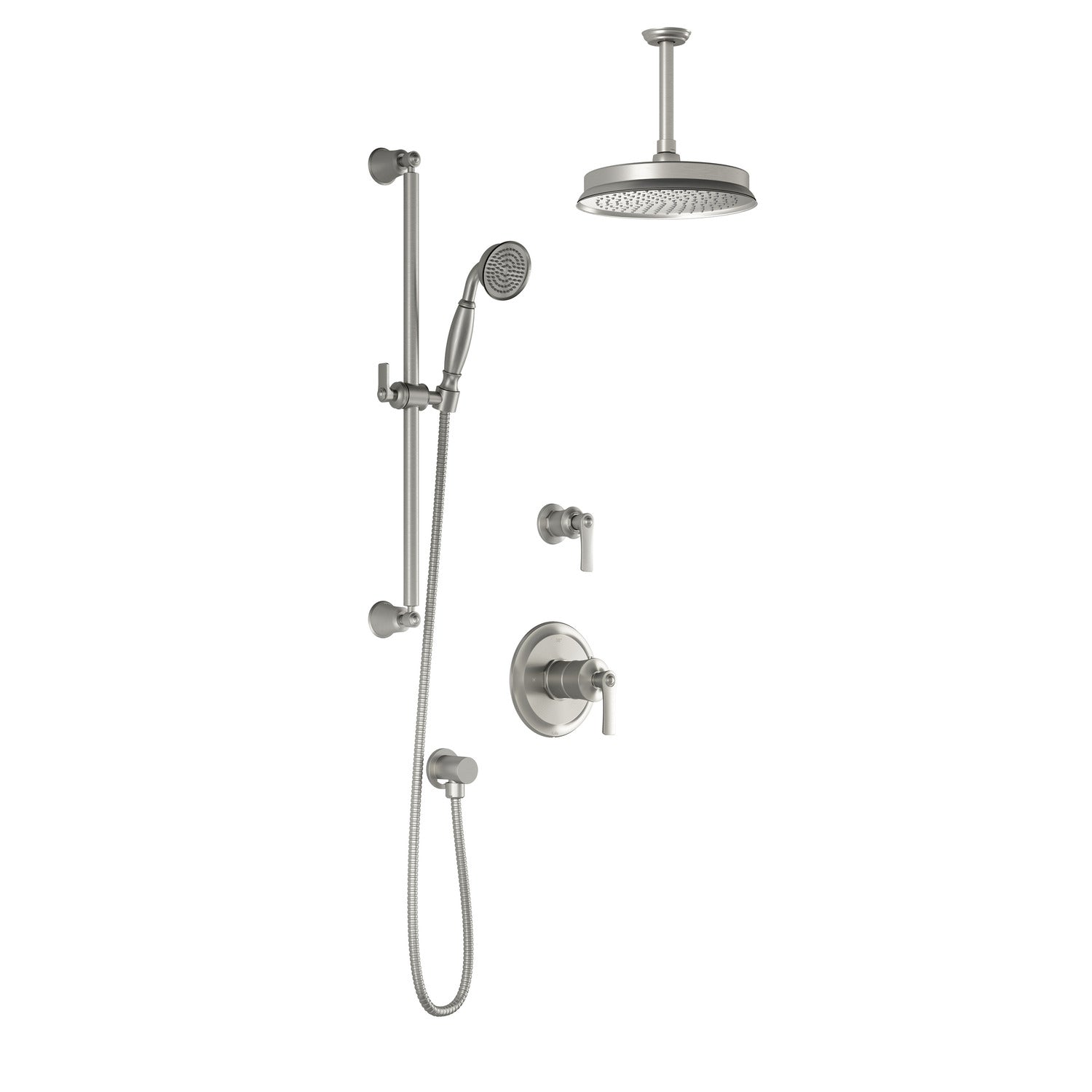 RUSTIK™ TD2 (Valves Not Included): AQUATONIK™ T/P Shower System with Pure Nickel PVS Vertical Arm