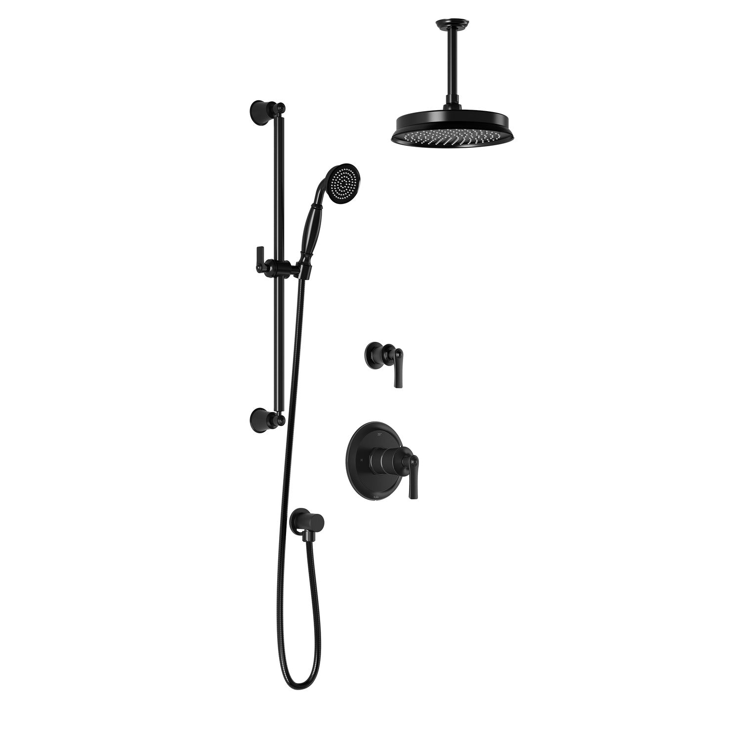 RUSTIK™ TD2: AQUATONIK™ T/P Shower System with Black Vertical Arm