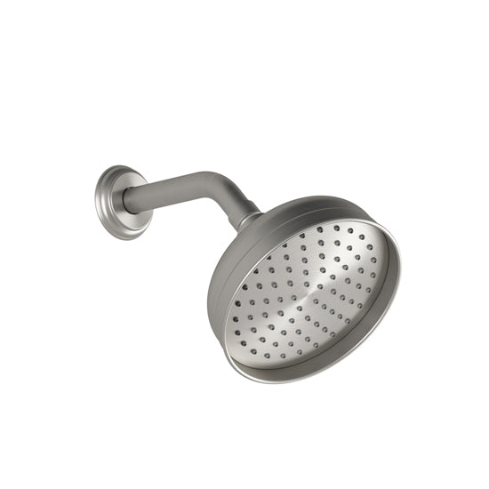 RUSTIK™ 156mm (6⅛") Shower Head with 153mm (6") 45 Degree Wall Arm, Pure Nickel PVS