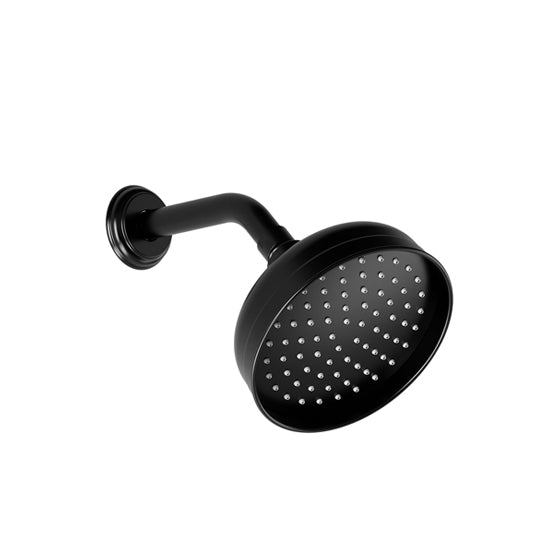 RUSTIK™ 156mm (6⅛") Shower Head with 153mm (6") 45 Degree Wall Arm, Black
