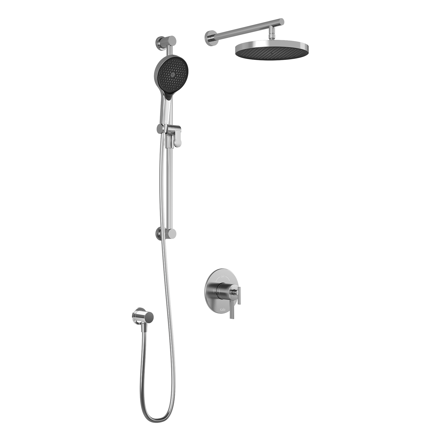 RoundOne™ TCD1 PLUS: AQUATONIK™ Coaxial T/P Shower System with Chrome Wall Arm