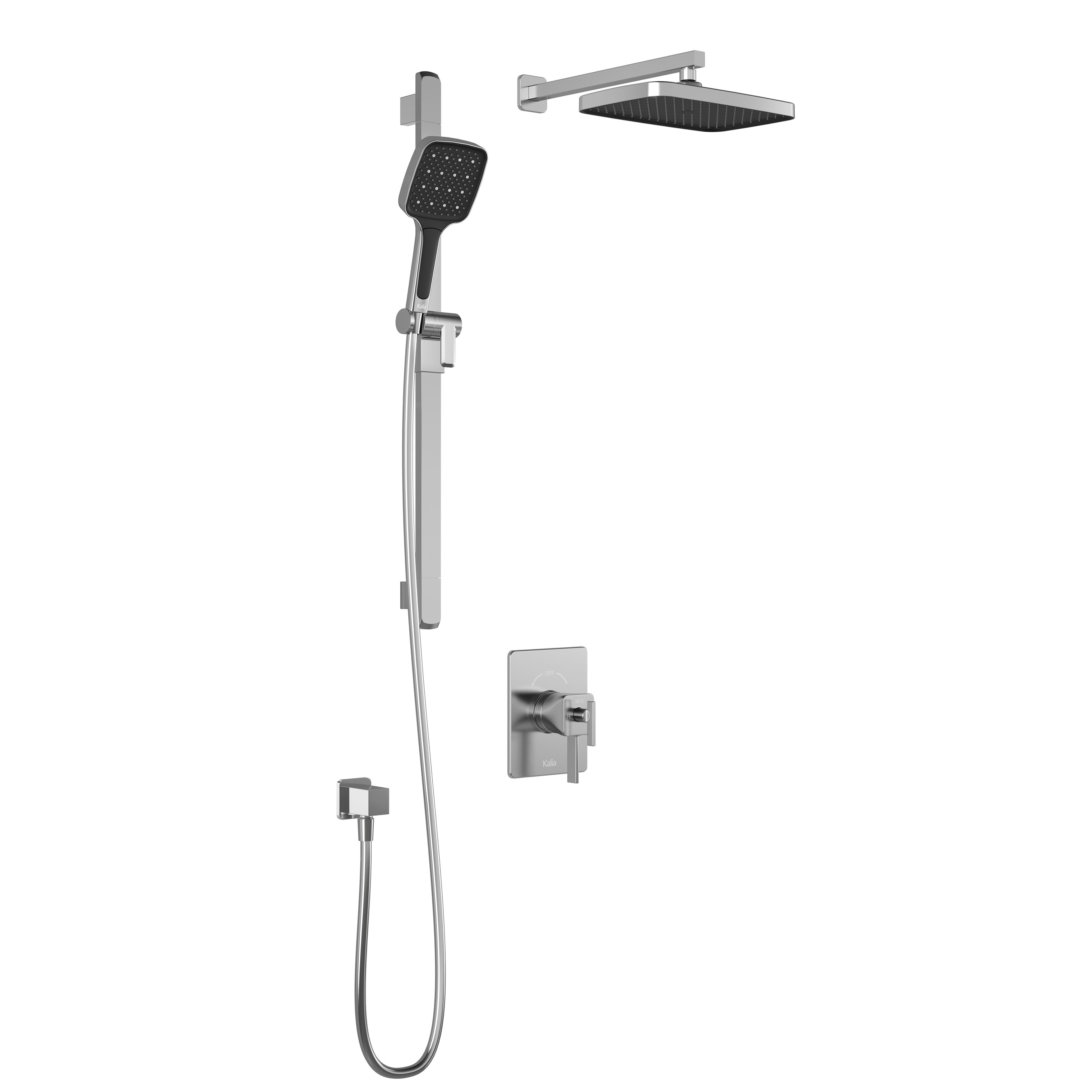 SquareOne™ TCD1 PLUS: AQUATONIK™ Coaxial T/P Shower System with Chrome Wall Arm