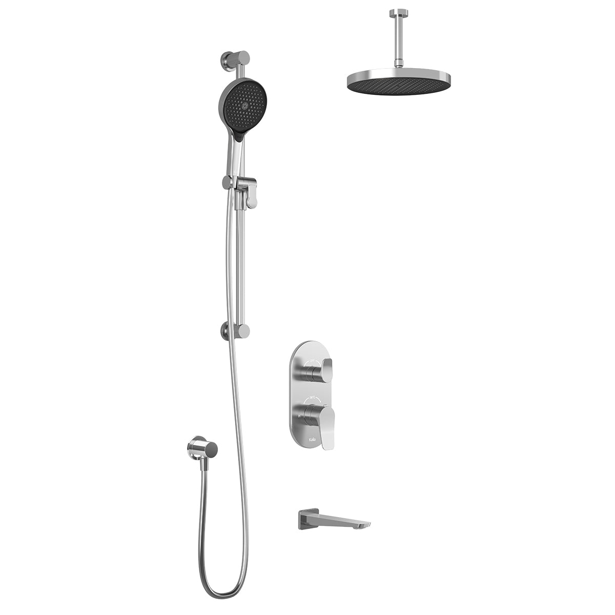 MOROKA™ TD3 PLUS (Valve Not Included): AQUATONIK™ T/P Shower System and Selector with Chrome Vertical Arm