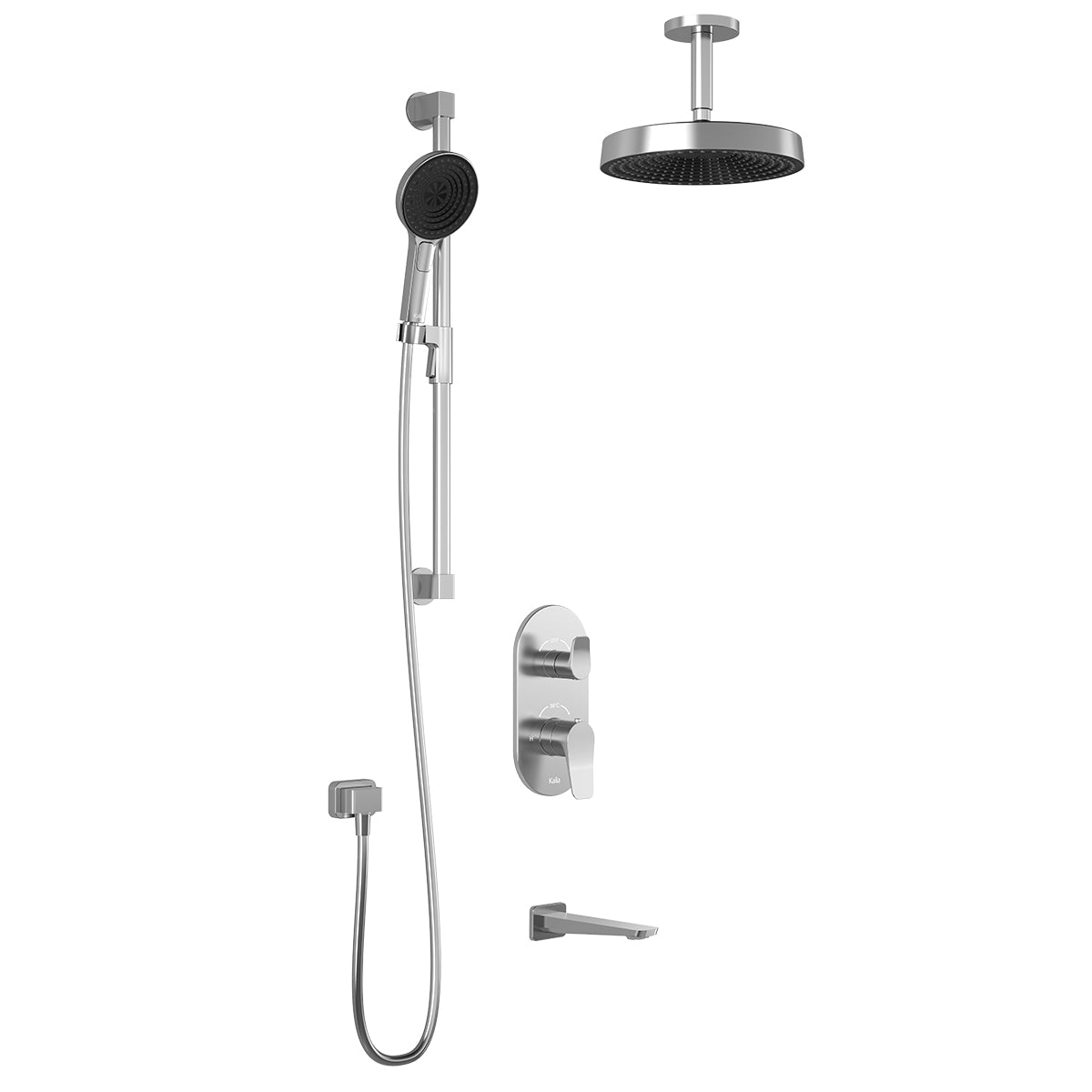 MOROKA™ TD3 PREMIA (Valve Not Included): AQUATONIK™ T/P Shower System and Selector with Chrome Vertical Arm