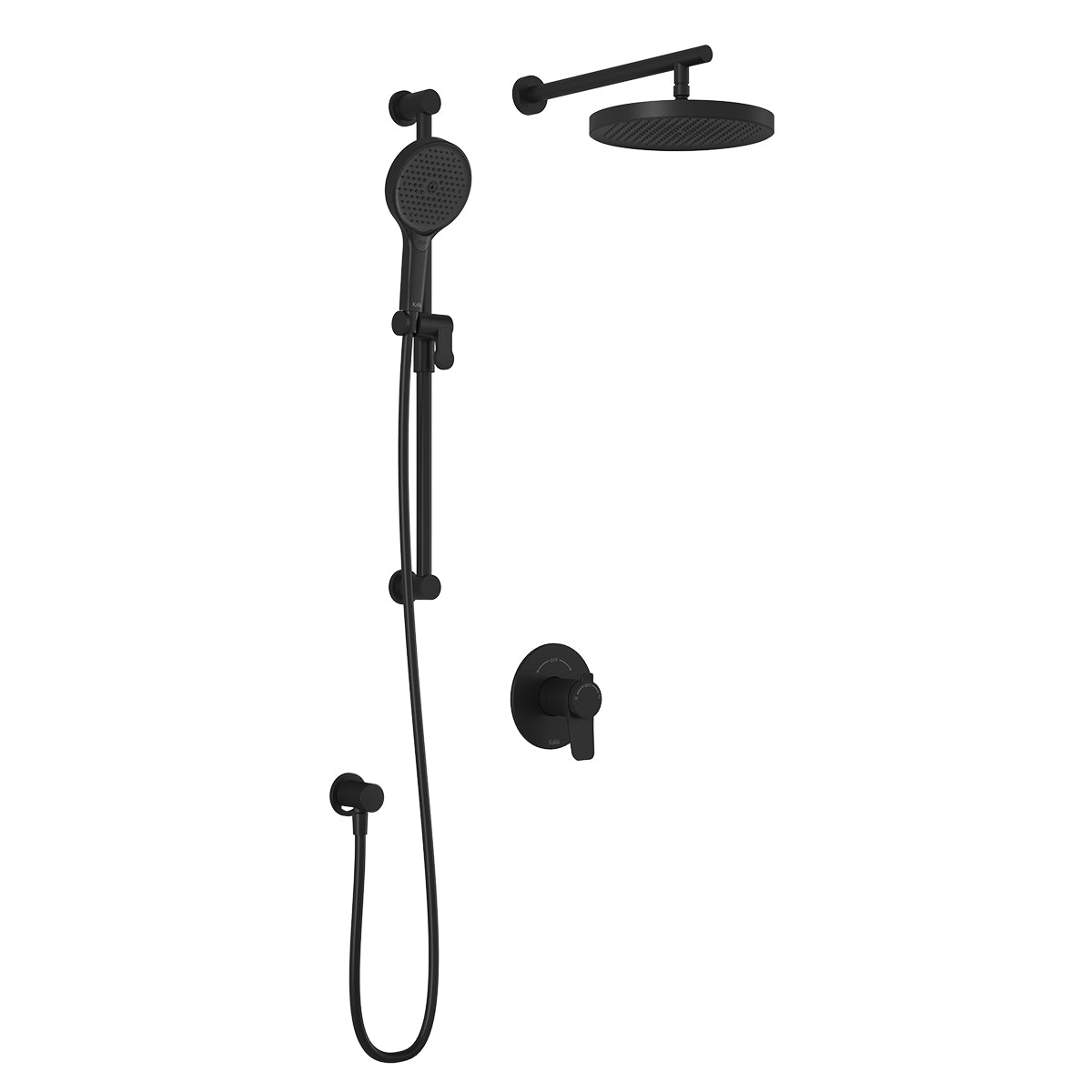 MOROKA™ TCD1 PLUS: AQUATONIK™ Coaxial T/P Shower System with Matte Black Wall Arm