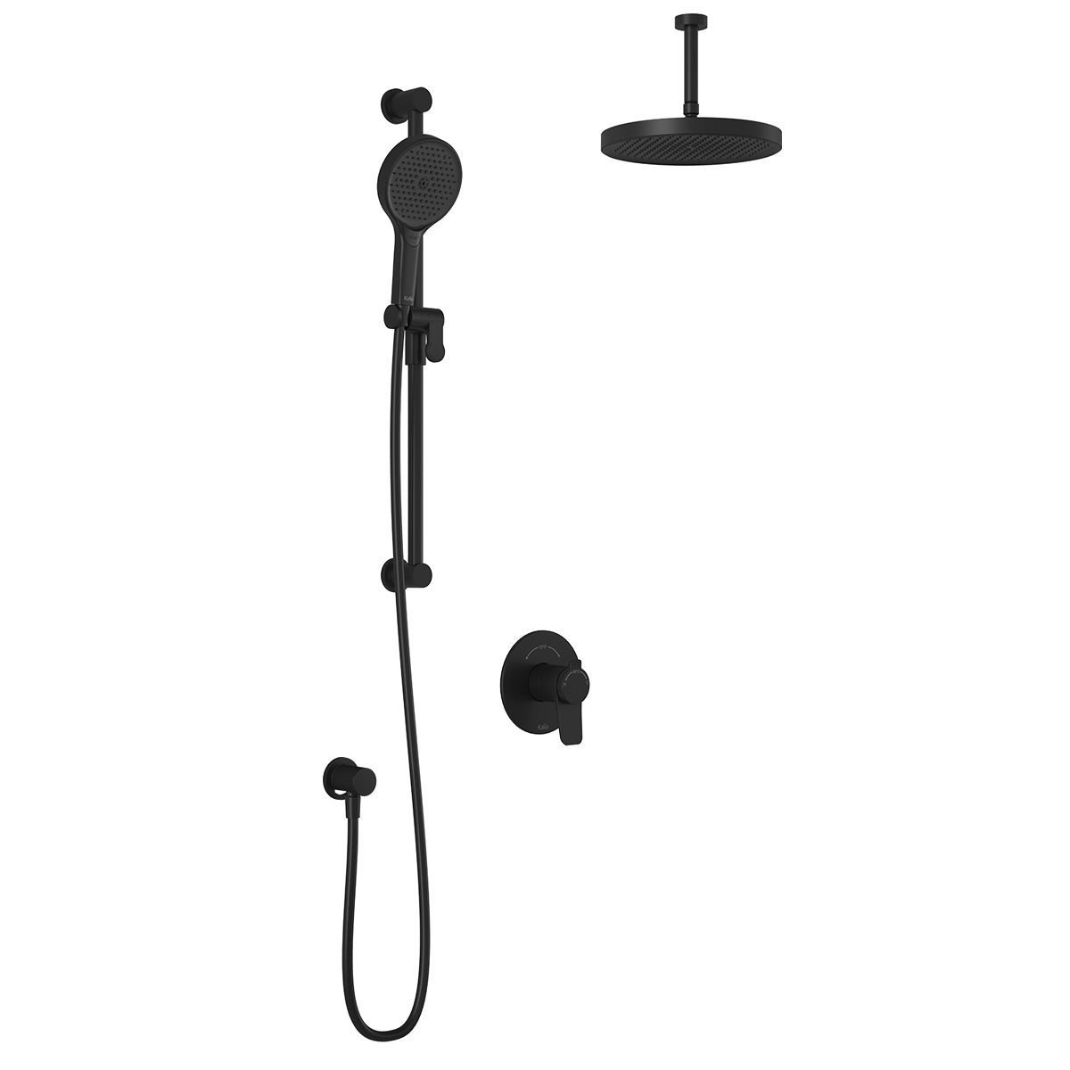 MOROKA™ TCD1 PLUS: AQUATONIK™ Coaxial T/P Shower System with Matte Black Vertical Arm