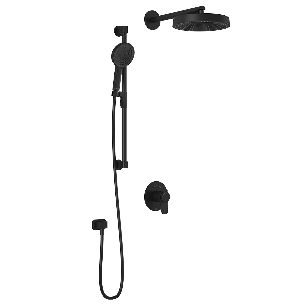 MOROKA™ TCD1 PREMIA (Valve Not Included): AQUATONIK™ Coaxial T/P Shower System with Matte Black Wall Arm