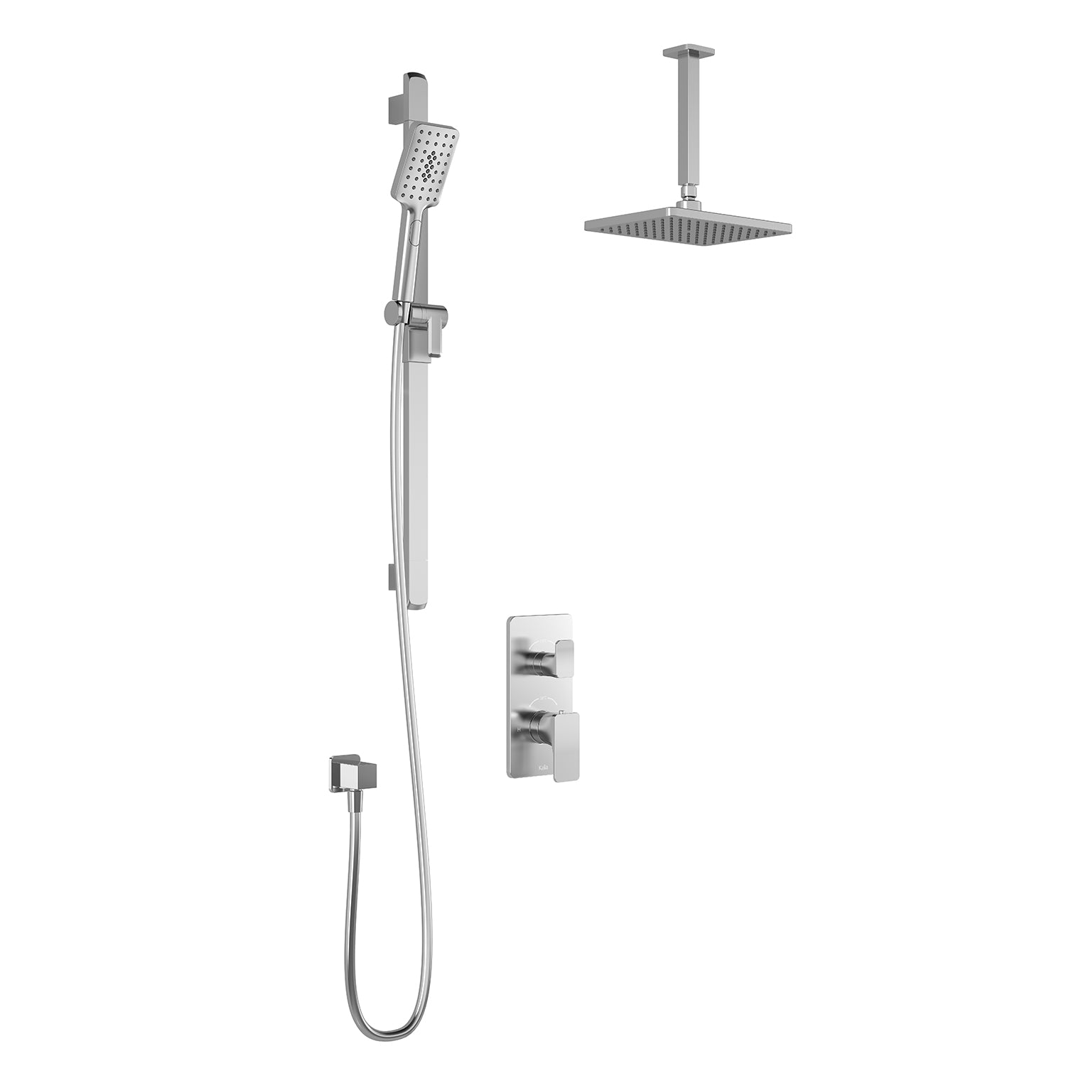 KAREO™ TD2 : Système de Douche T/P AQUATONIK™ et Sélecteur avec Bras Vertical Chrome