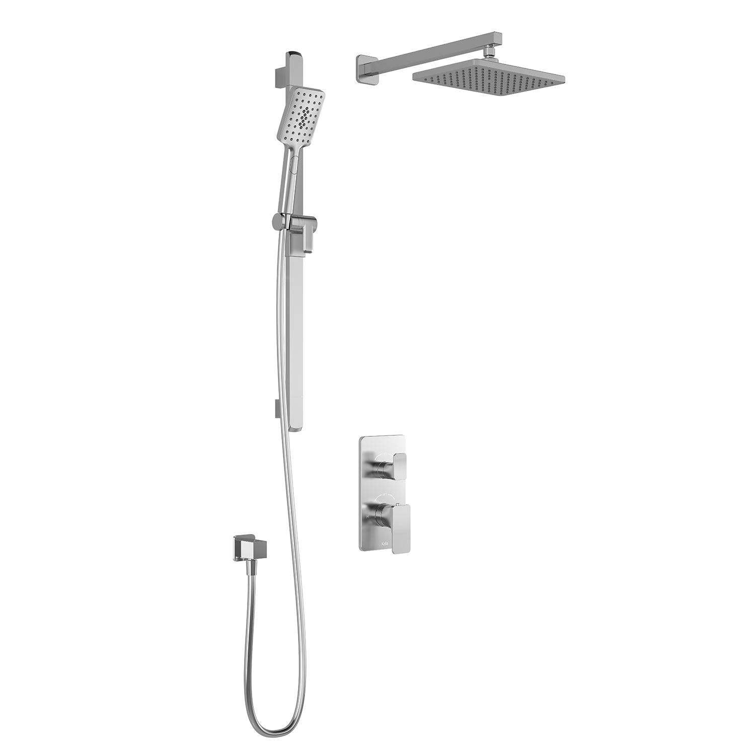 KAREO™ TD2 (Valve Non Incluse) : Système de Douche T/P AQUATONIK™ et Sélecteur avec Bras Mural Chrome