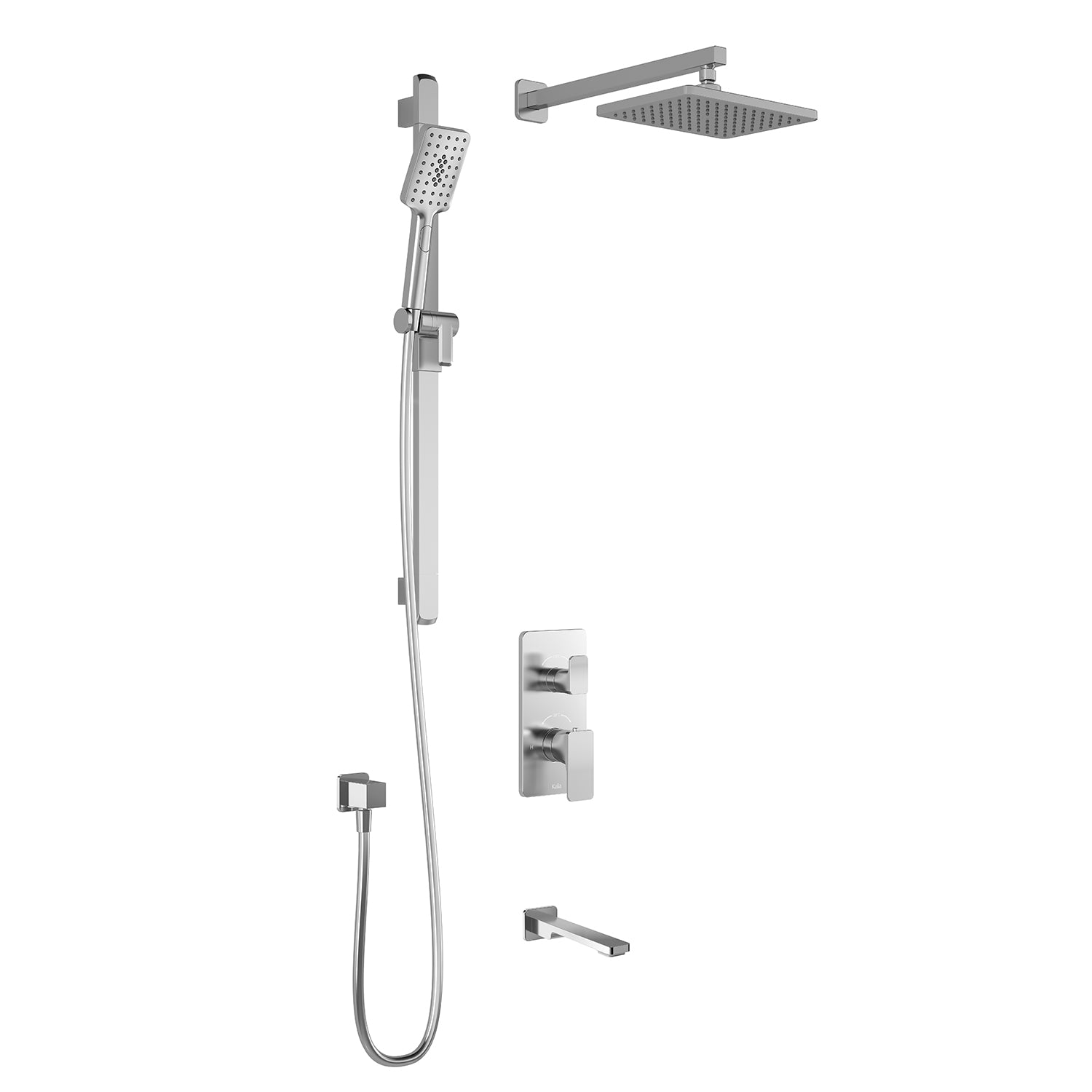 KAREO™ TD3 (Valve Non Incluse) : Système de Douche T/P AQUATONIK™ et Sélecteur avec Bras Mural Chrome