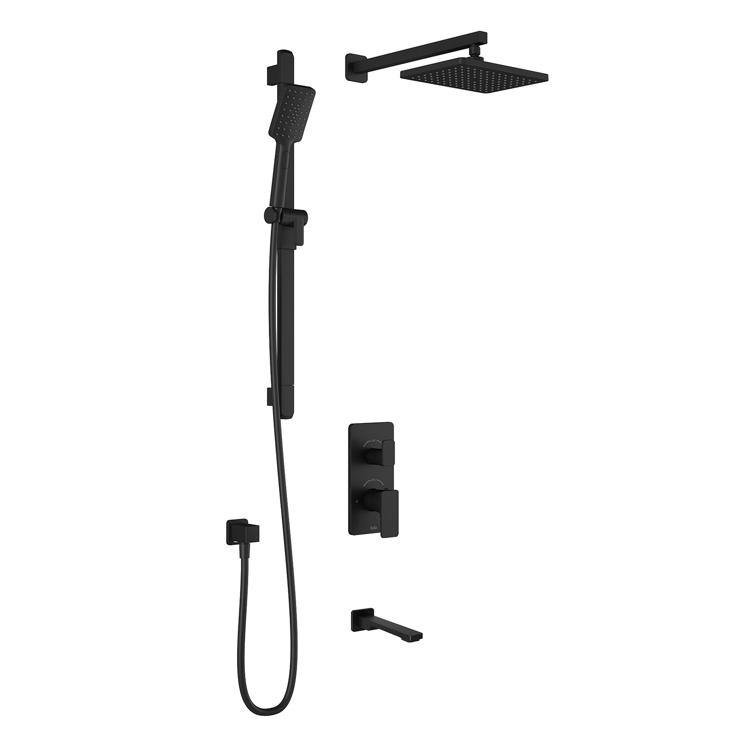 KAREO™ TD3 (Valve Non Incluse) : Système de Douche T/P AQUATONIK™ et Sélecteur avec Bras Mural Noir Mat