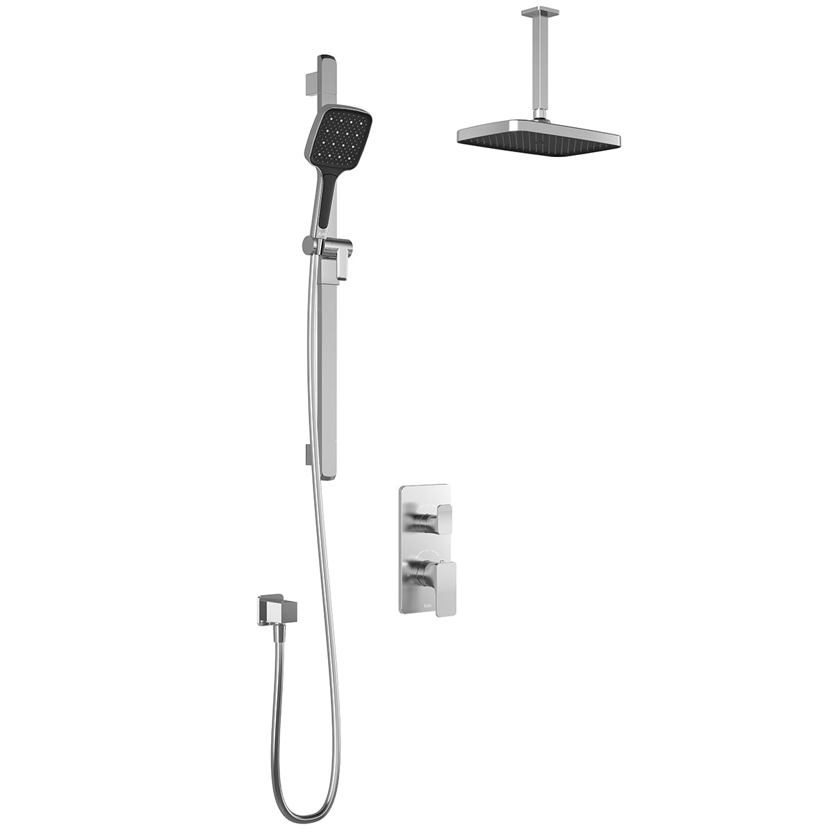 KAREO™ TD2 PLUS (Valve Not Included): AQUATONIK™ T/P Shower System and Selector with Chrome Vertical Arm