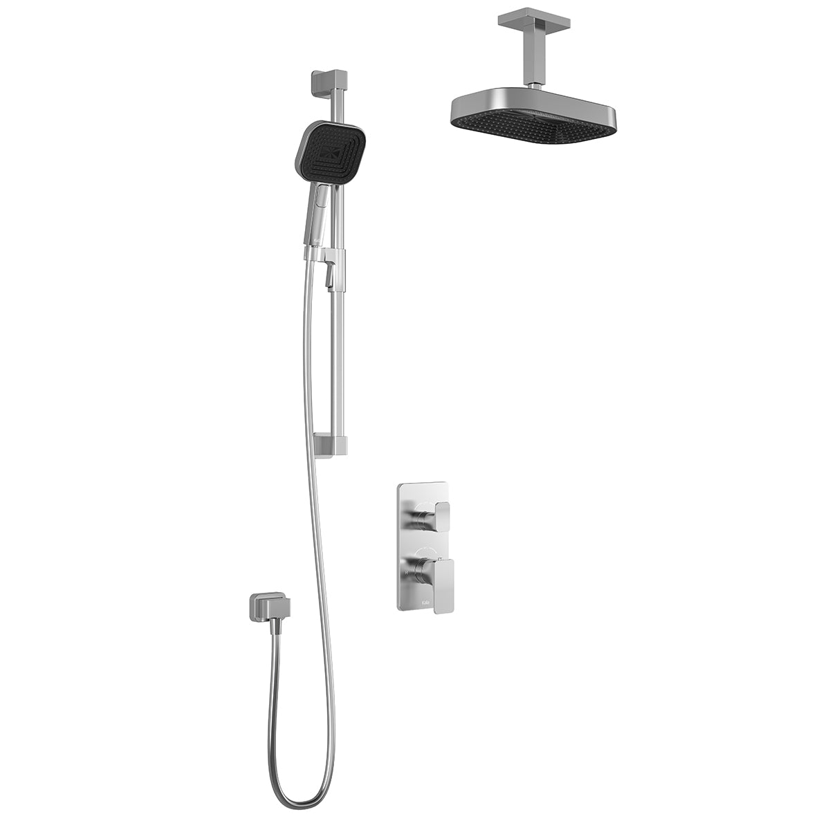 KAREO™ TD2 PREMIA (Valve Not Included): AQUATONIK™ T/P Shower System and Selector with Chrome Vertical Arm