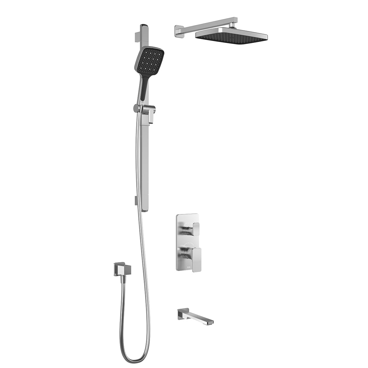 KAREO™ TD3 PLUS (Valve Not Included): AQUATONIK™ T/P Shower System and Selector with Chrome Wall Arm