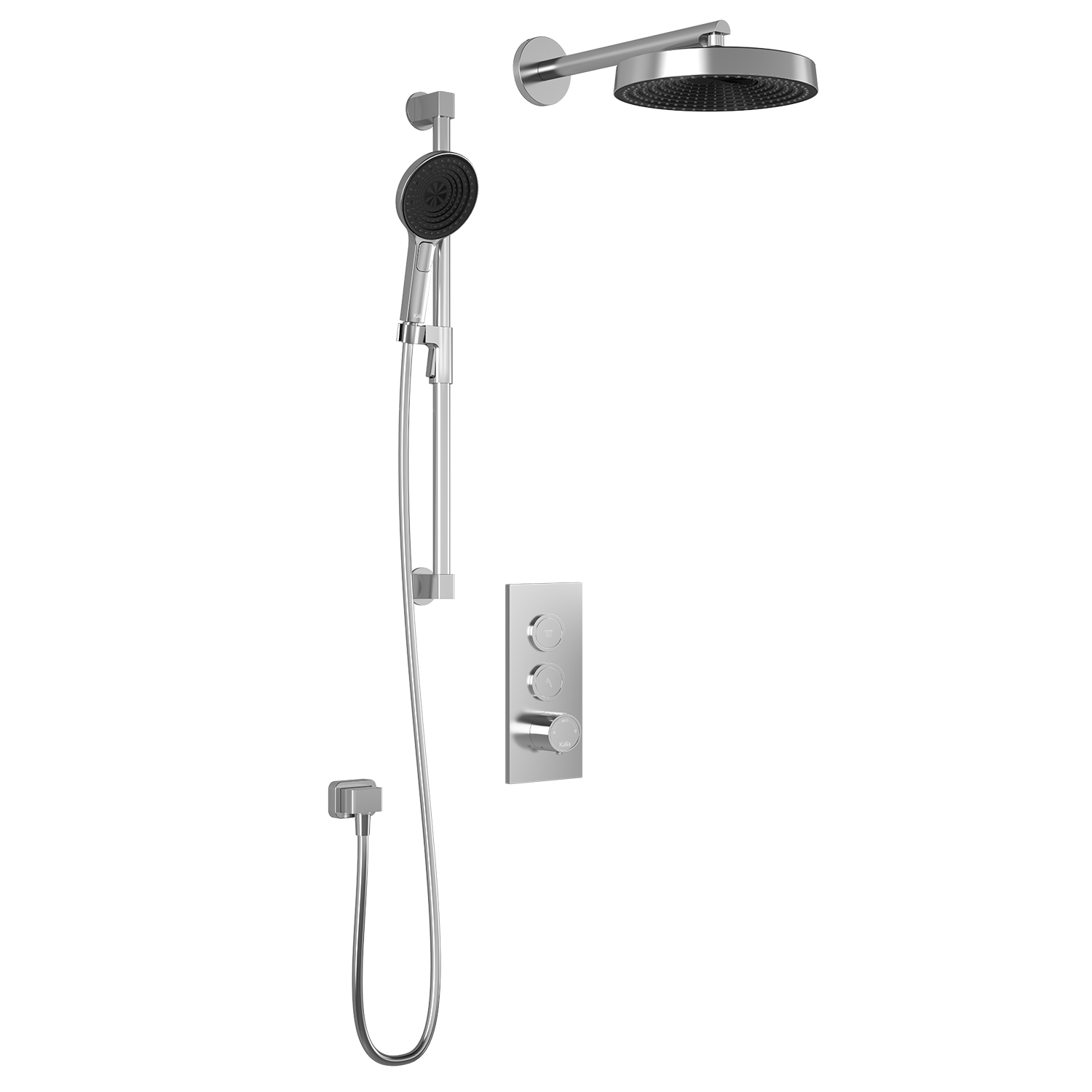 RoundOne™ TB2 PREMIA (Valve Not Included): AQUATONIK™ Push Button Shower System with Chrome Wall Arm