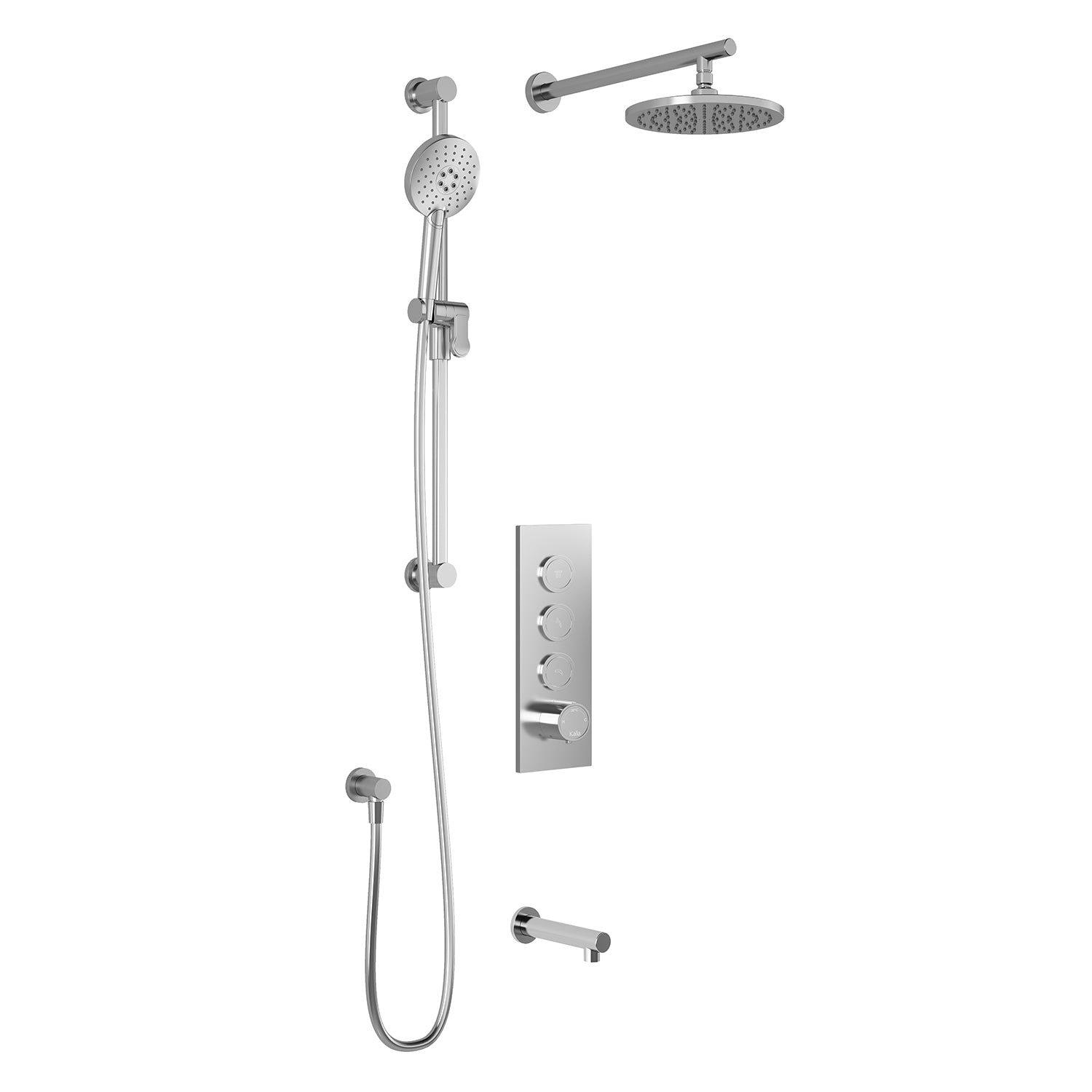 RoundOne™ TB3 (Valve Not Included): AQUATONIK™ Push Button Shower System with Chrome Wall Arm
