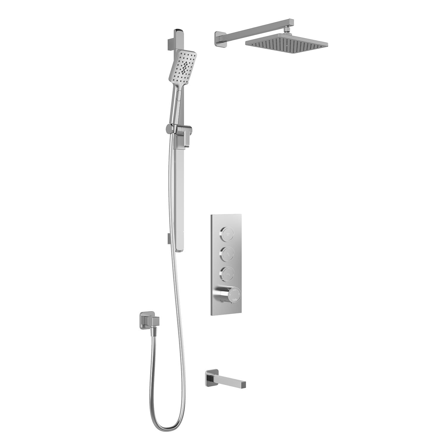 SquareOne™ TB3 (Valve Not Included): AQUATONIK™ Push Button Shower System with Chrome Wall Arm