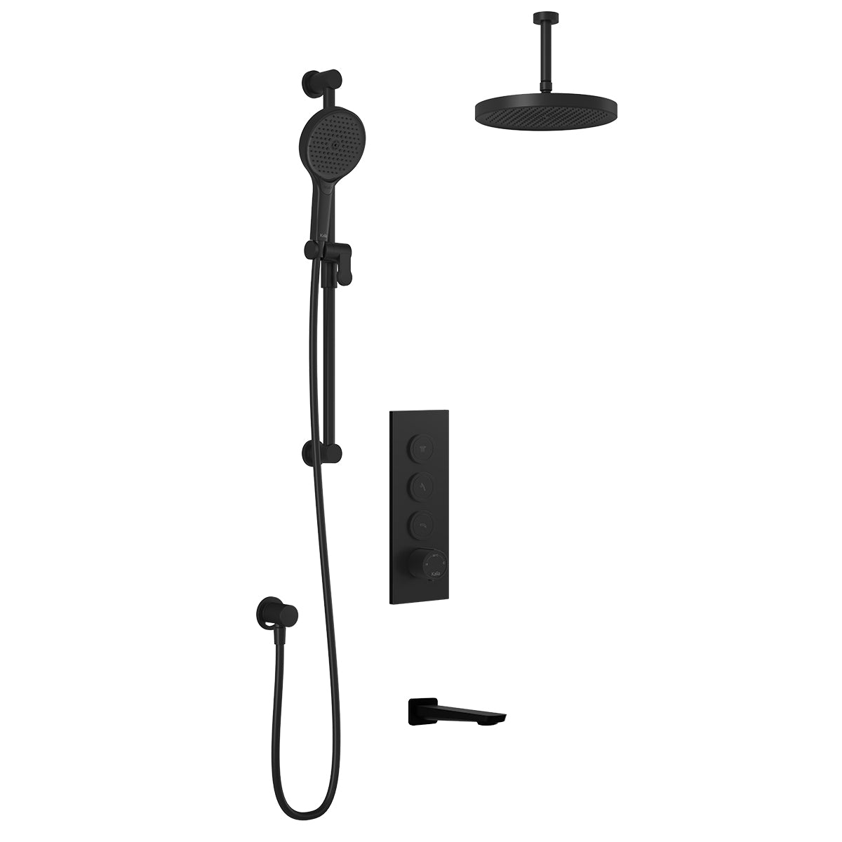 MOROKA™ TB3 PLUS (Valve Not Included): AQUATONIK™ Push Button Shower System with Matte Black Vertical Arm