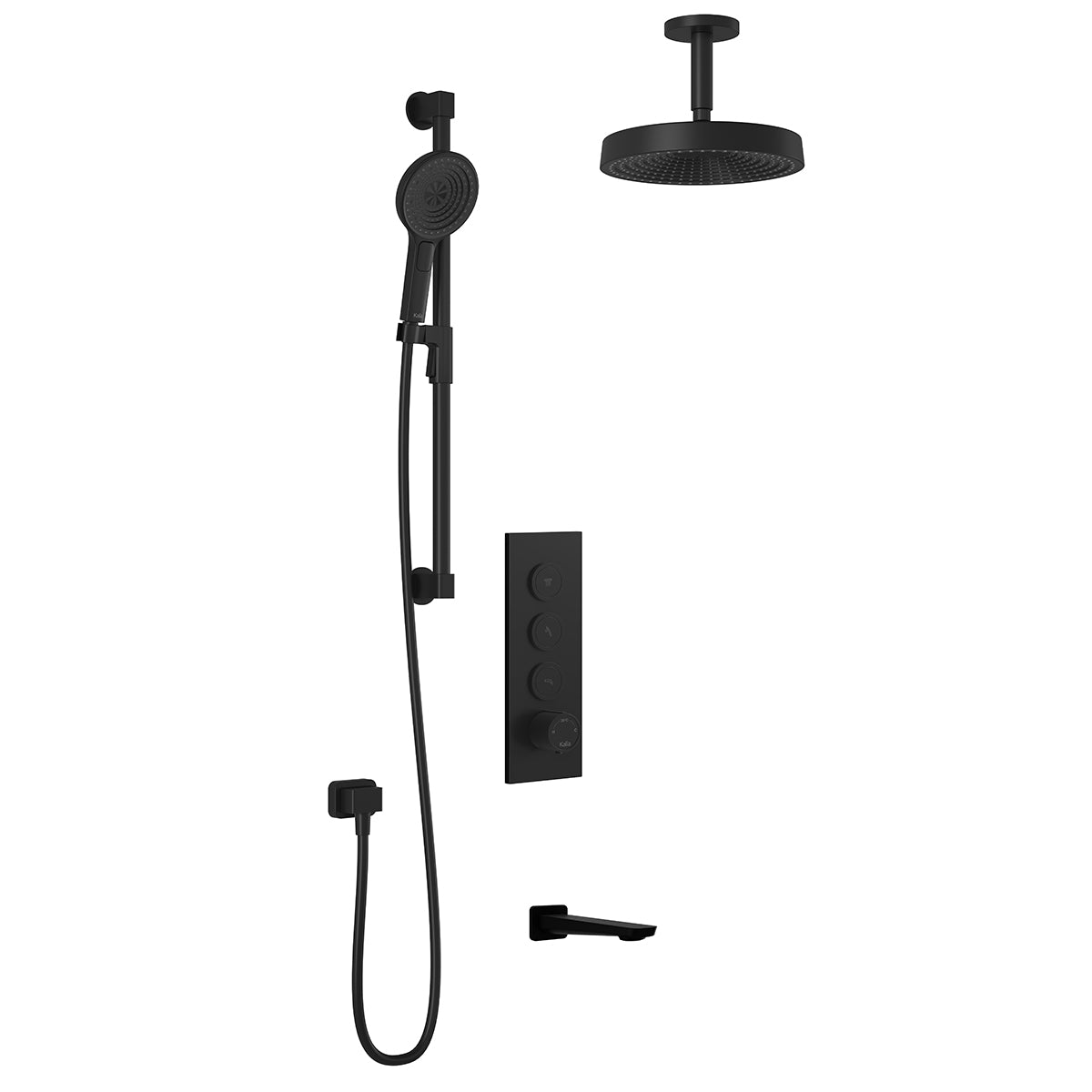 MOROKA™ TB3 PREMIA (Valve Not Included): AQUATONIK™ Push Button Shower System with Matte Black Vertical Arm