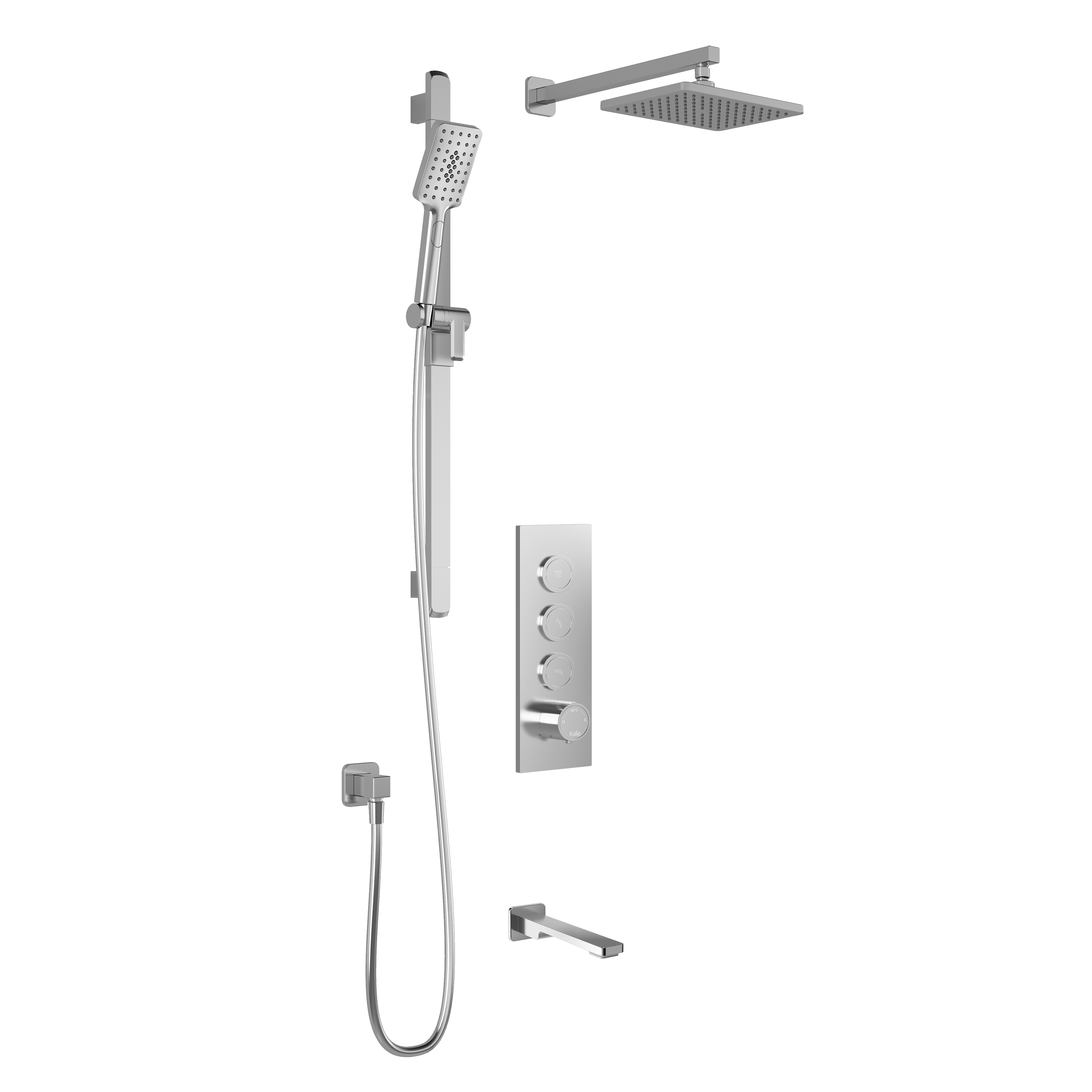 KAREO™ TB3 : Système de Douche T/P AQUATONIK™ Boutons-Poussoirs avec Bras Mural Chrome