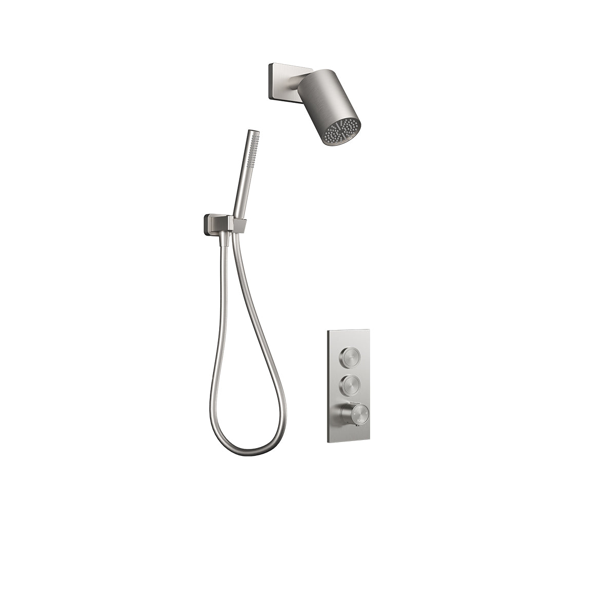 FOLO™ TB4 (Valve Non Incluse) : Système de Douche T/P AQUATONIK™ Boutons-Poussoirs Nickel Pur
