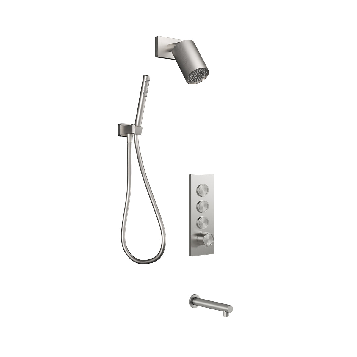 FOLO™ TB5 (Valve Non Incluse) : Système de Douche T/P AQUATONIK™ Boutons-Poussoirs Nickel Pur